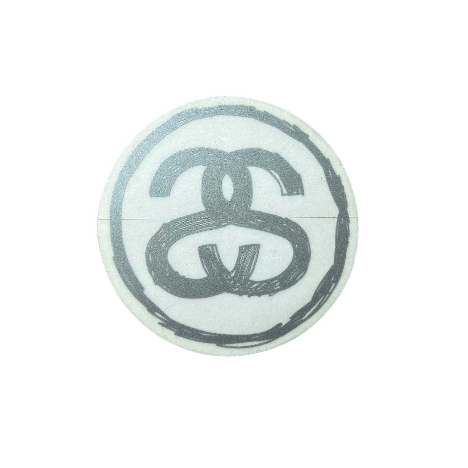 Stussy Handdrawn Circle Logo Sticker Silver