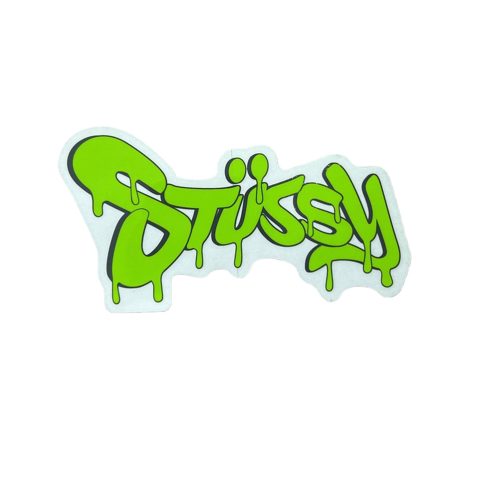 Stussy Dripping Logo Sticker Green