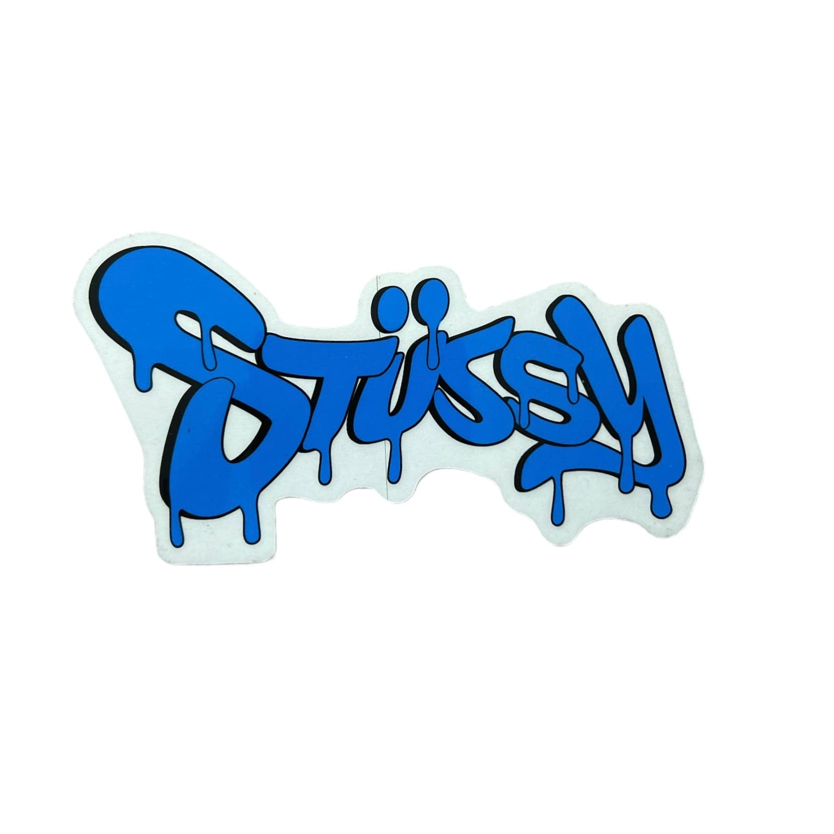 Stussy Dripping Logo Sticker Blue