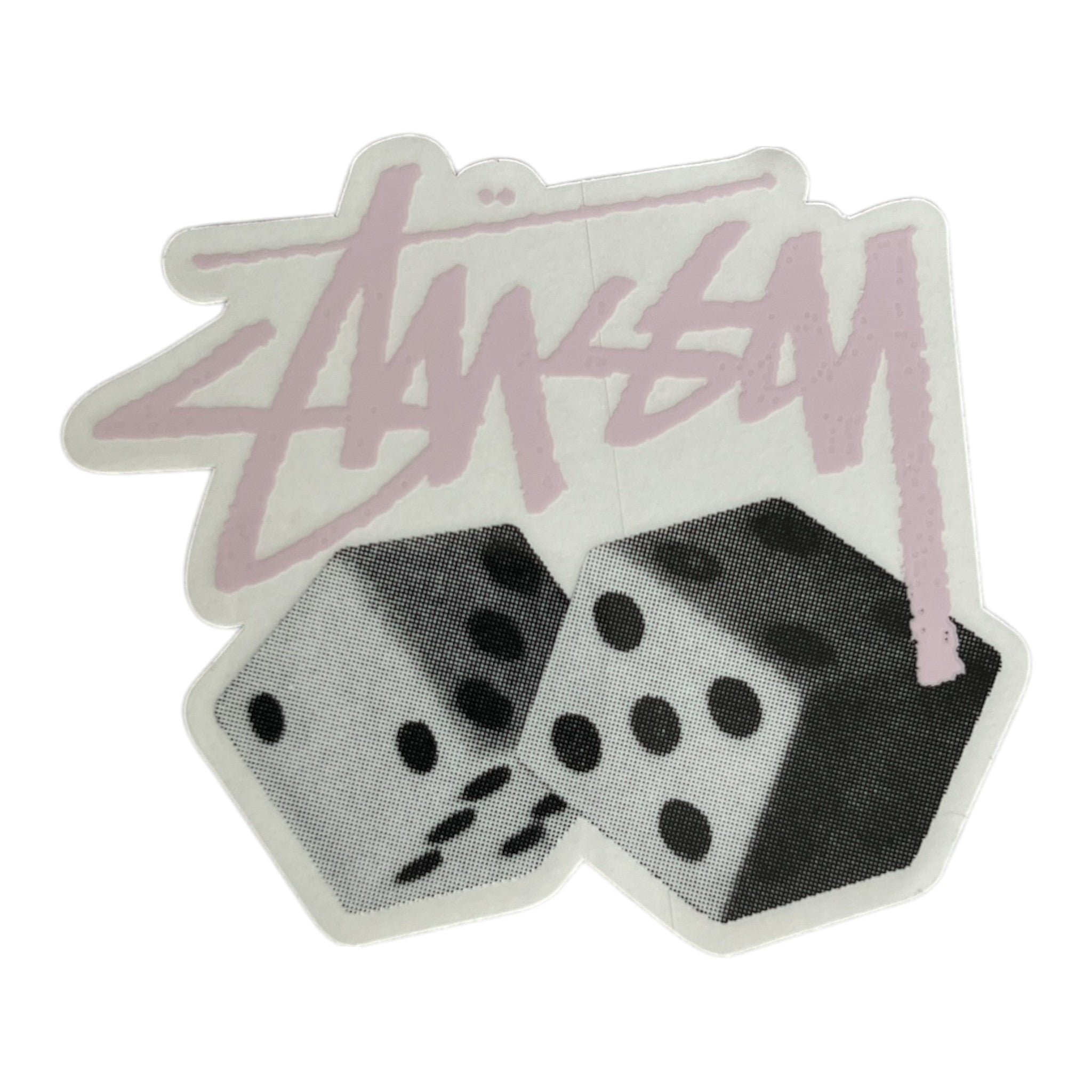 Stussy Dice Sticker in pink.