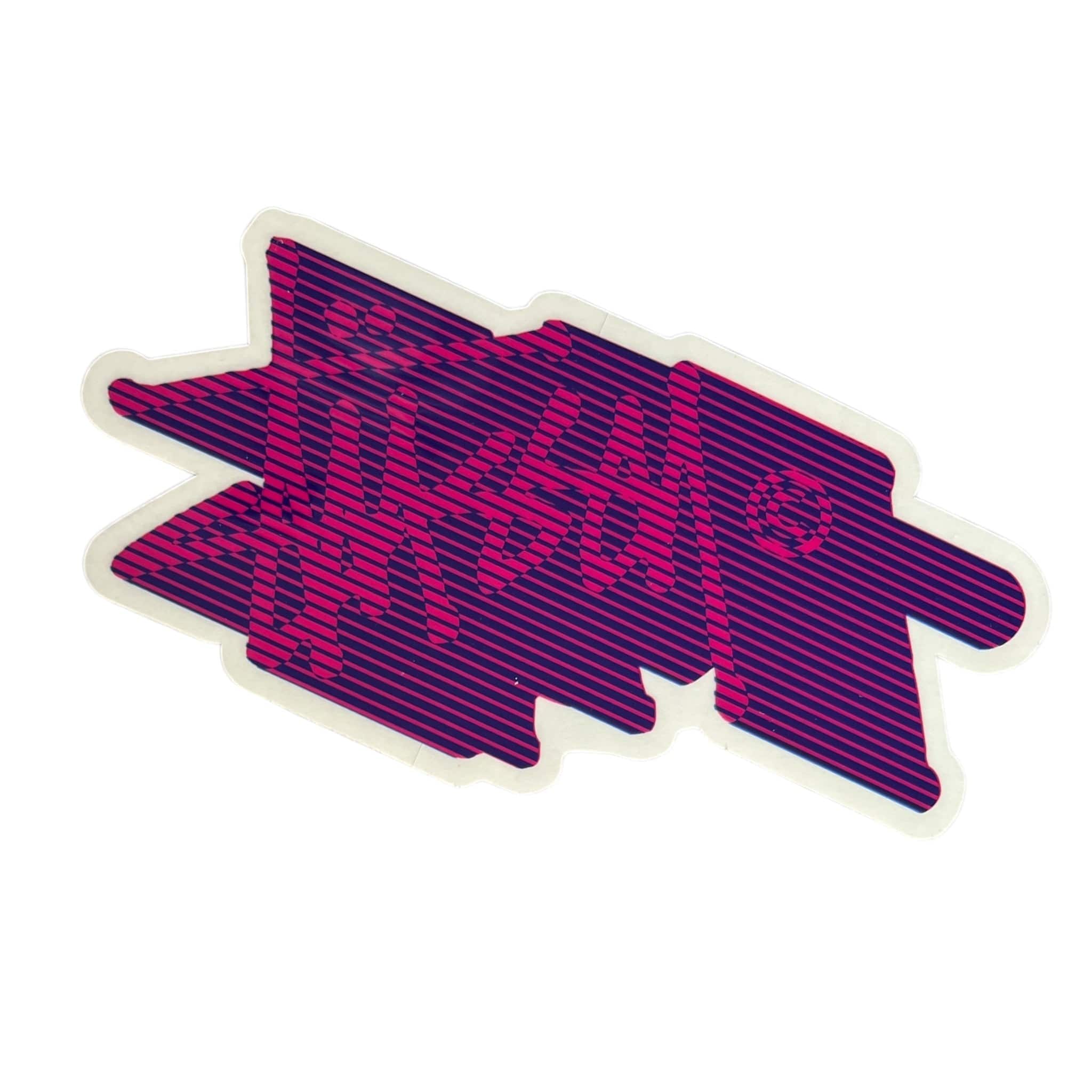 Purple and pink geometric design on a white background