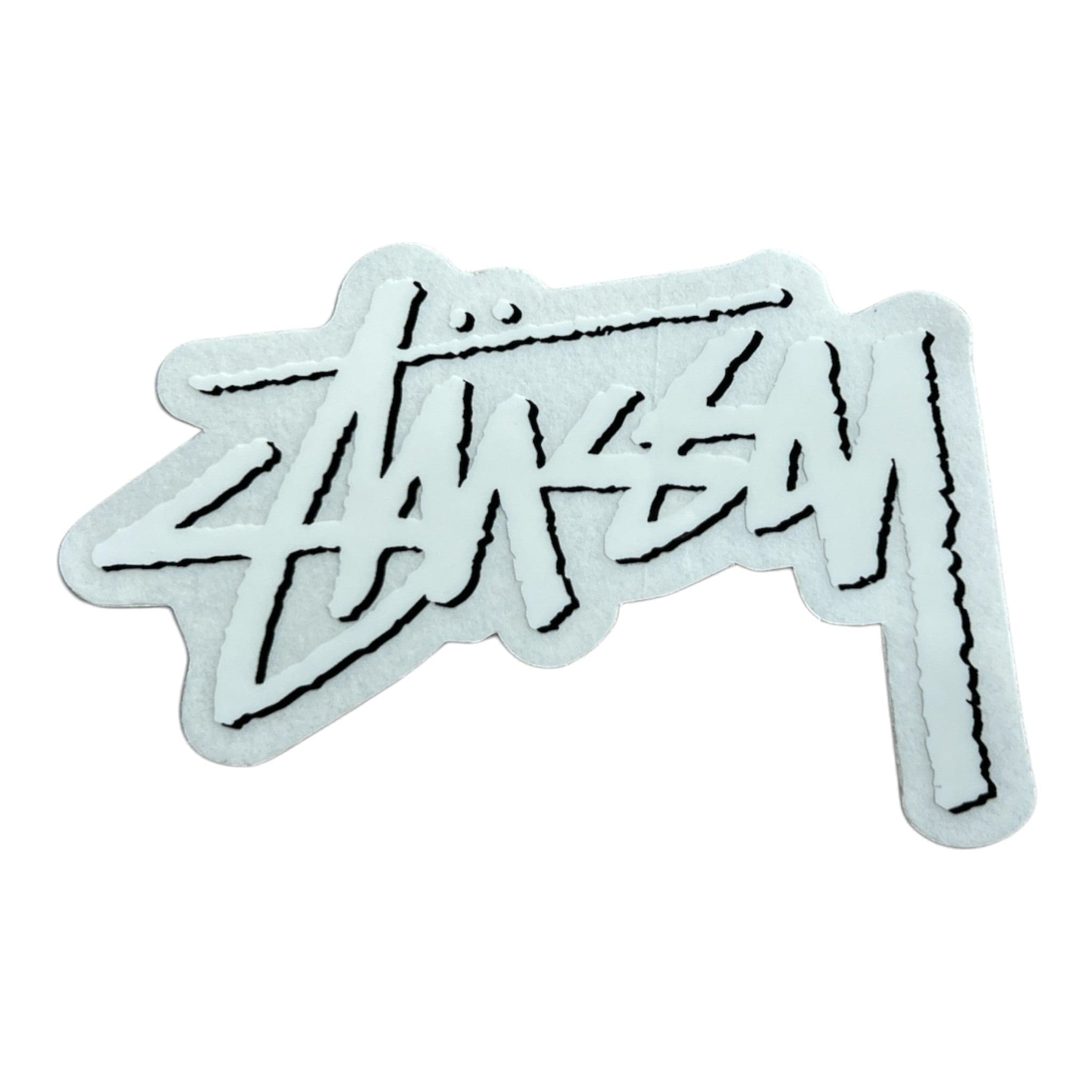 Sticker with a stylized logo on a white background