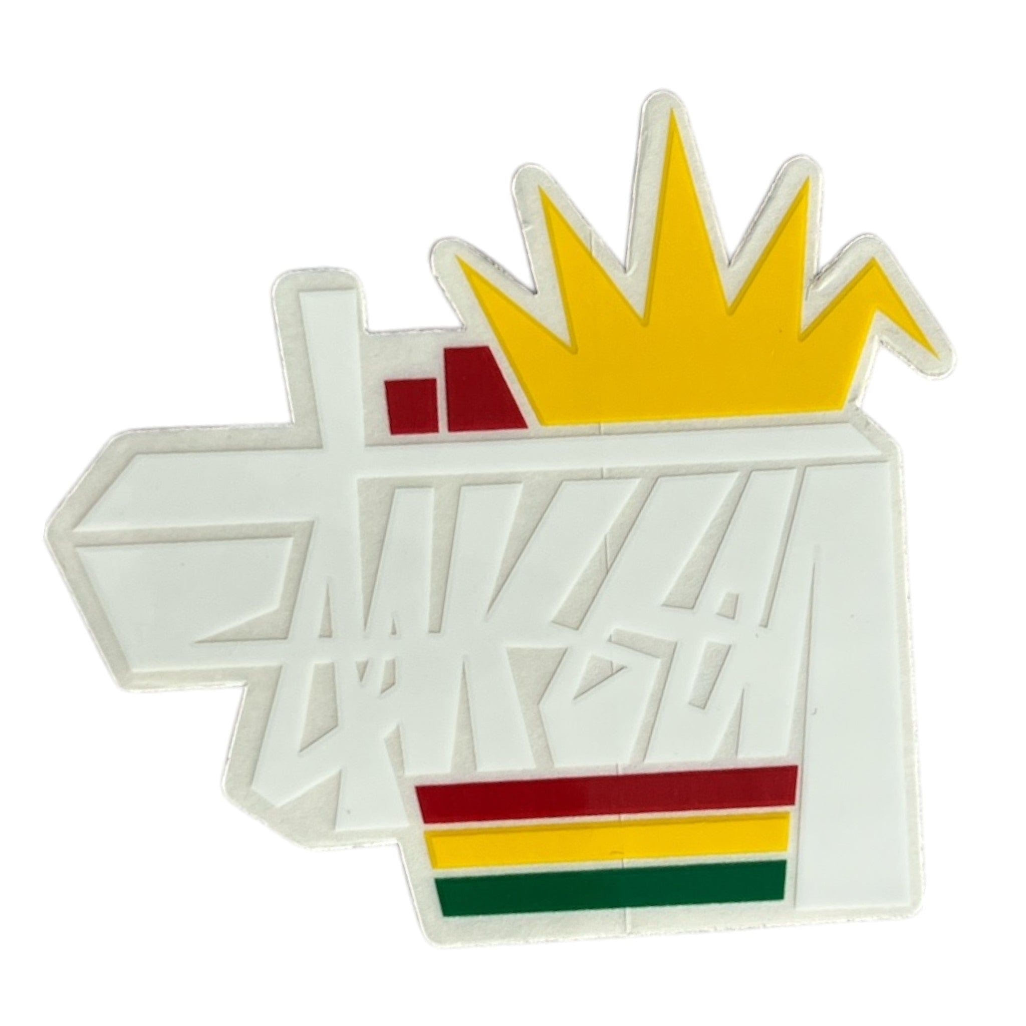 Colorful logo with a yellow crown-like design on a white background