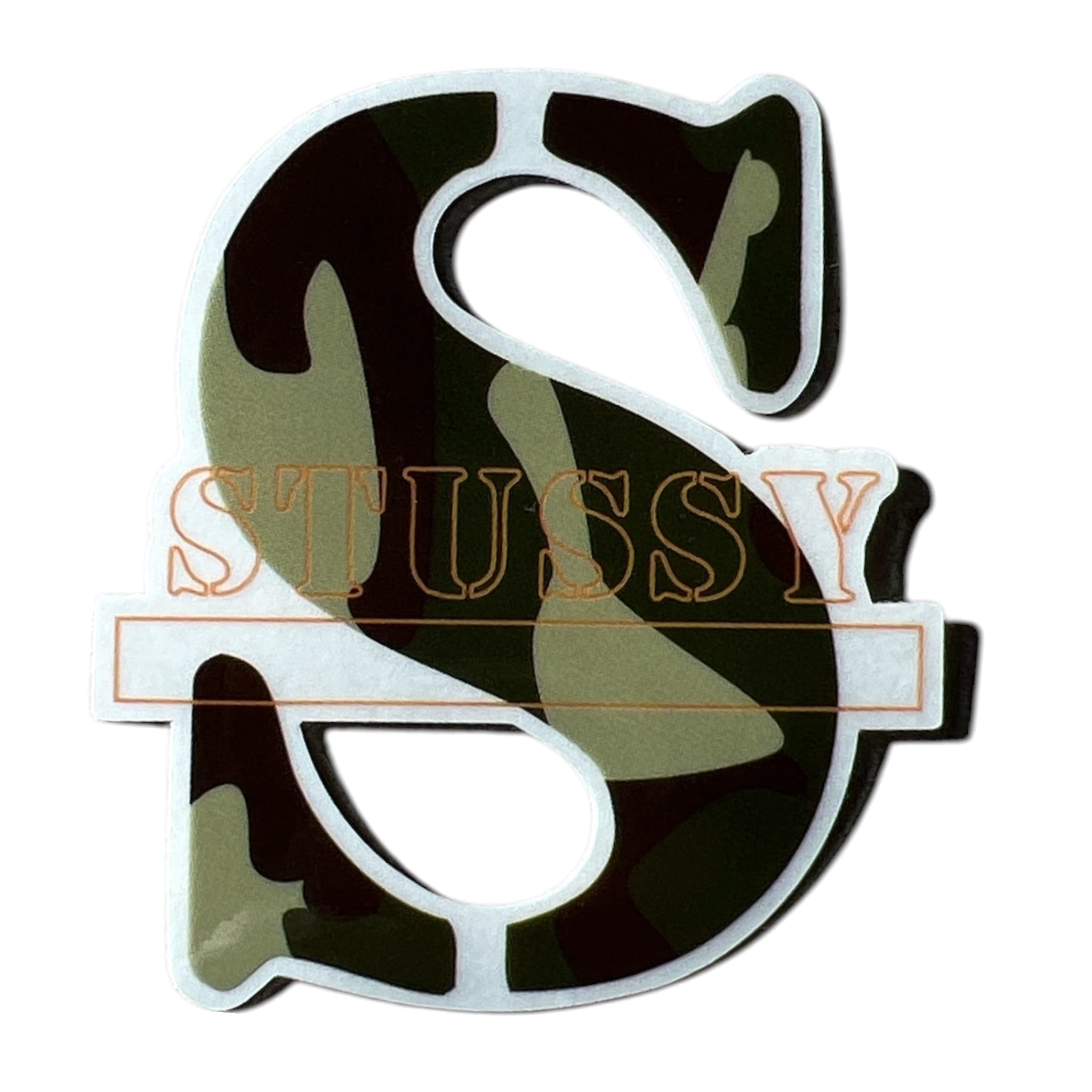 Stussy S Stencil Classic Green Camo Sticker