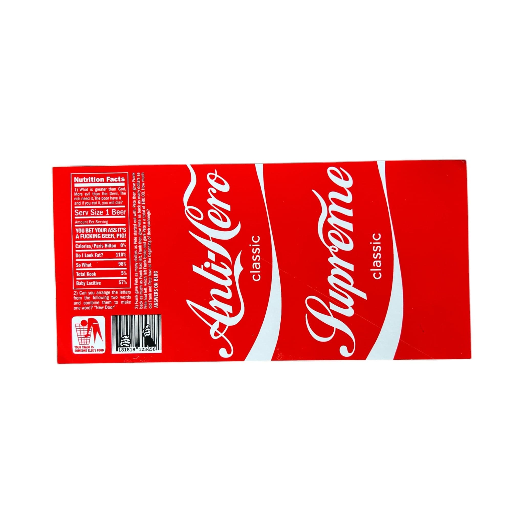 Supreme x Antihero Coca Cola Wrap Sticker
