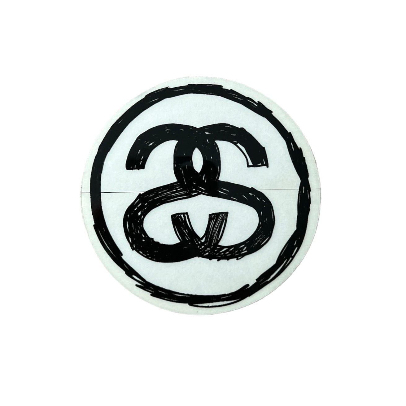 Stussy Handdrawn Circle Logo Sticker Black