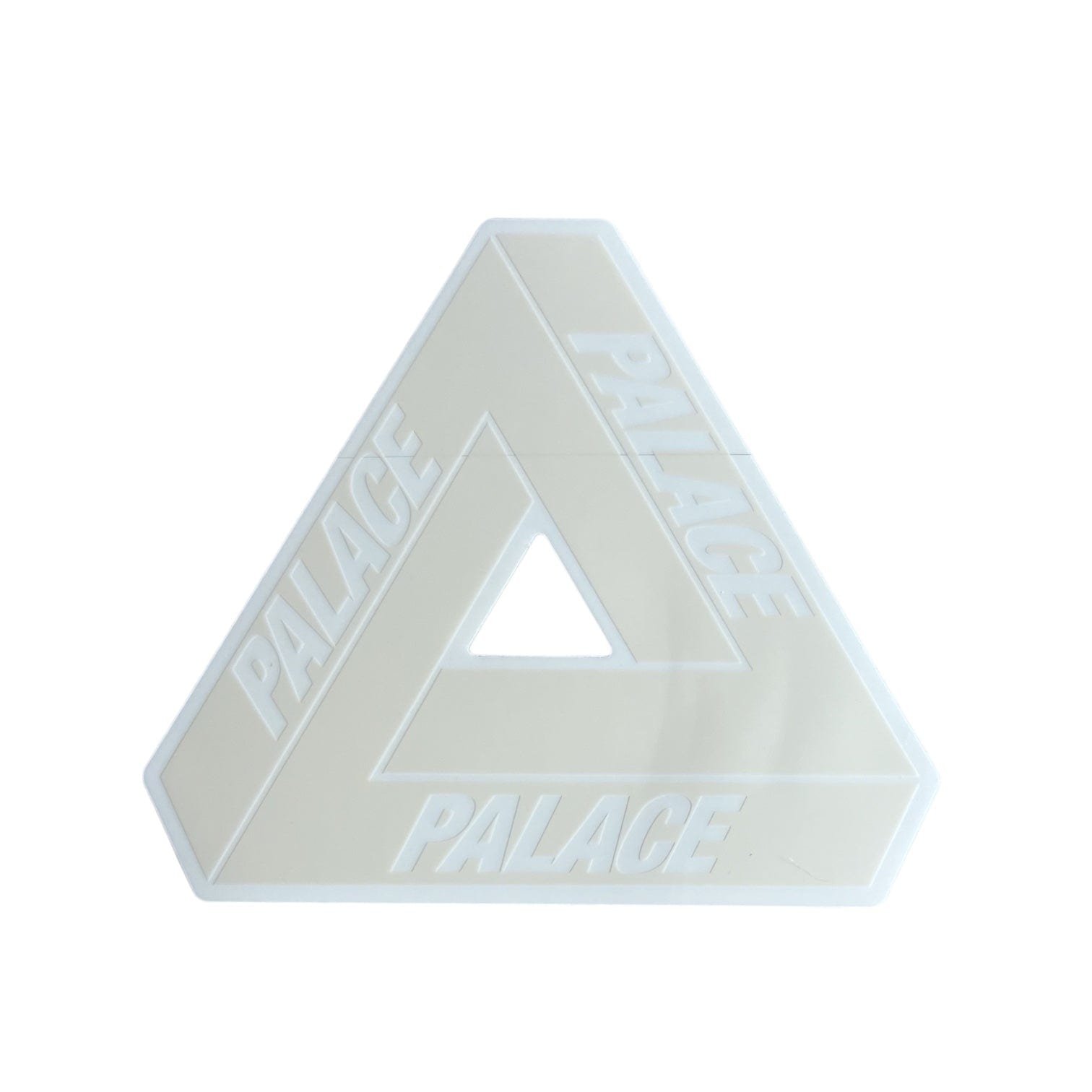Palace Skateboards Light Tan Tri-Ferg Sticker from the sticker pack released in the Autumn of 2024. The sticker measures 4"x3.5".