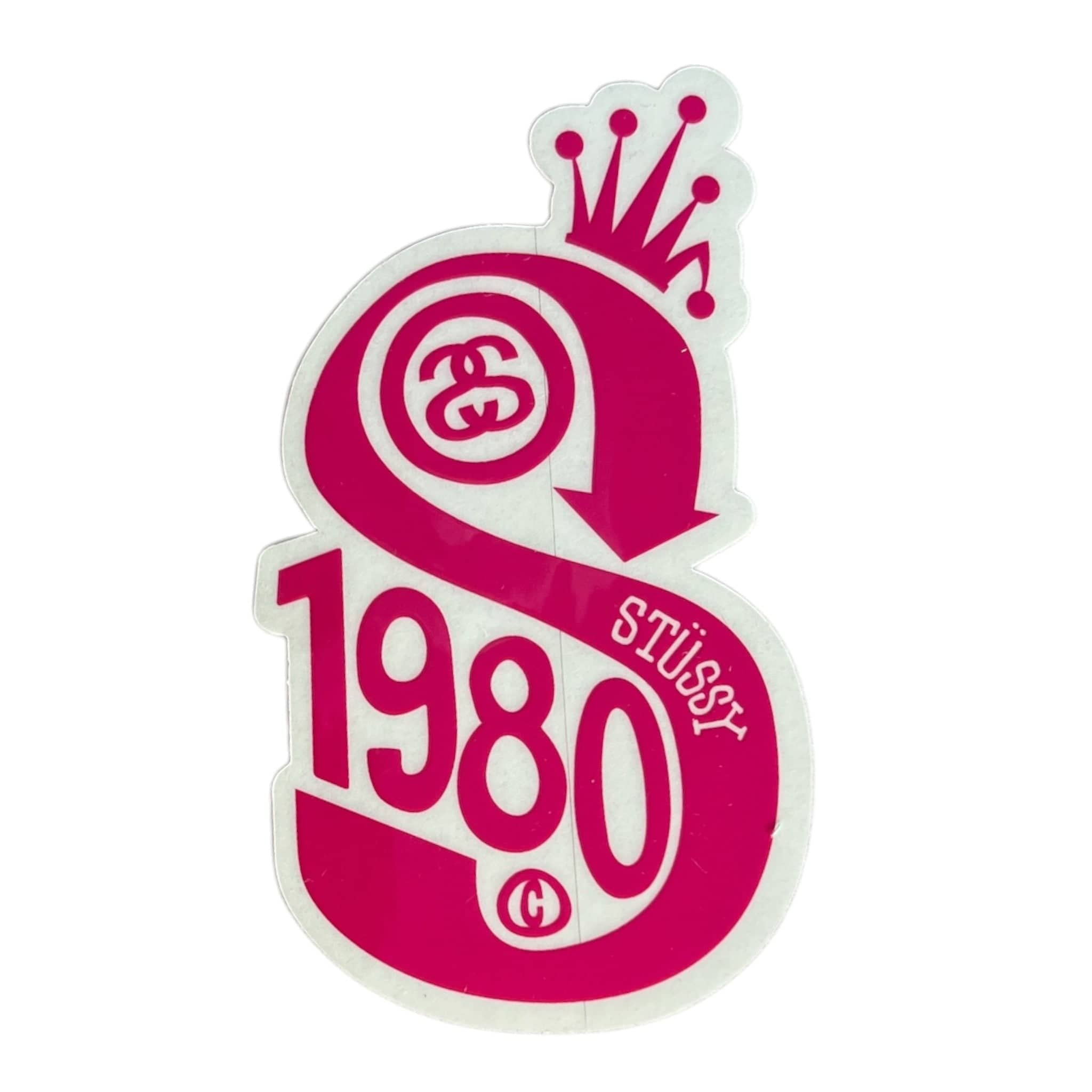 Pink and white logo with '1980' and crown on a white background