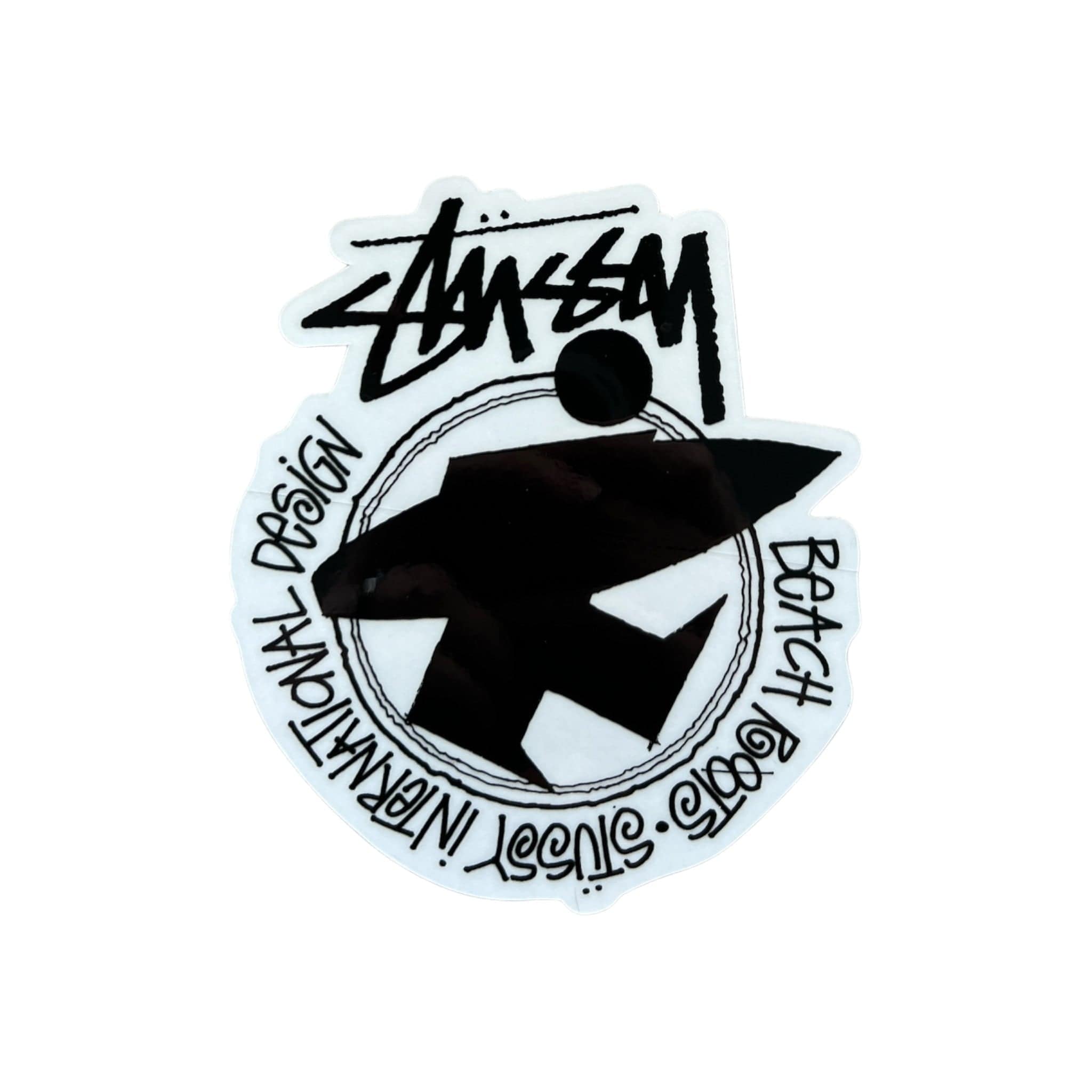 Stussy Beach Roots Sticker Black