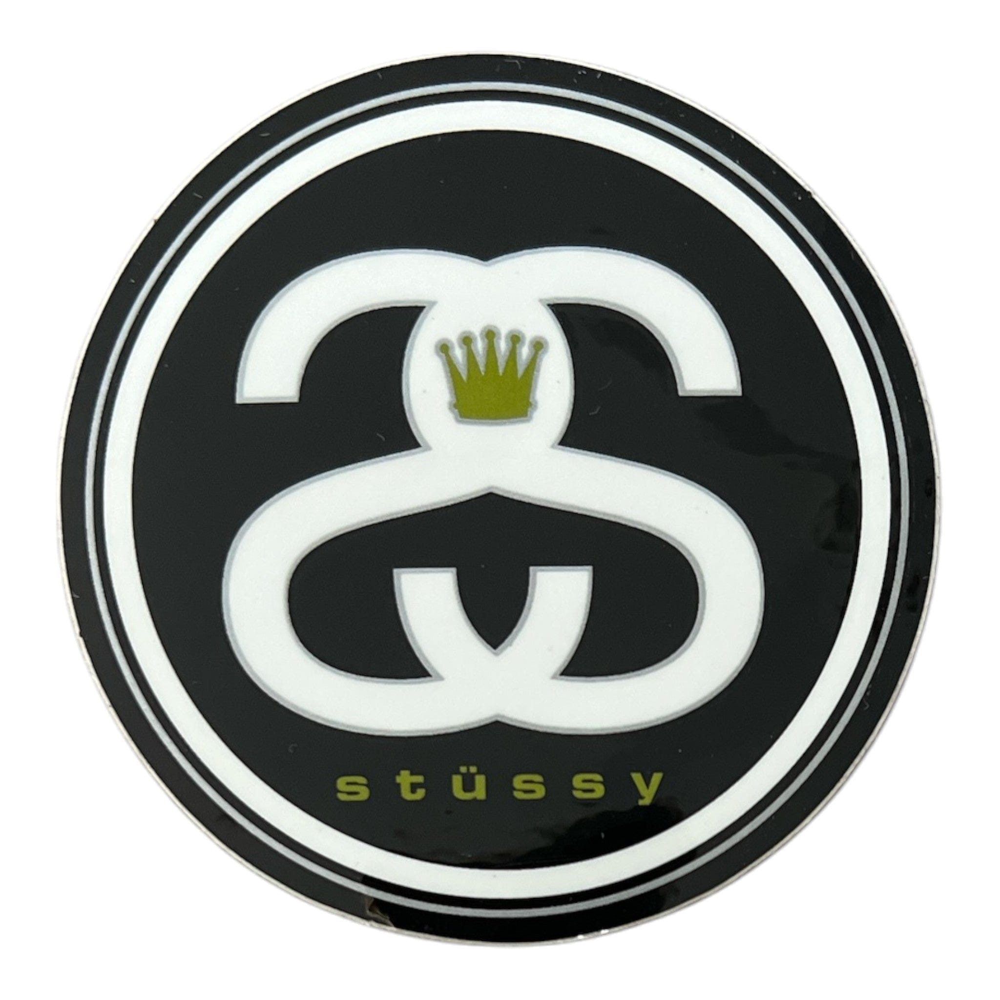 Stussy logo with a white design on a black background