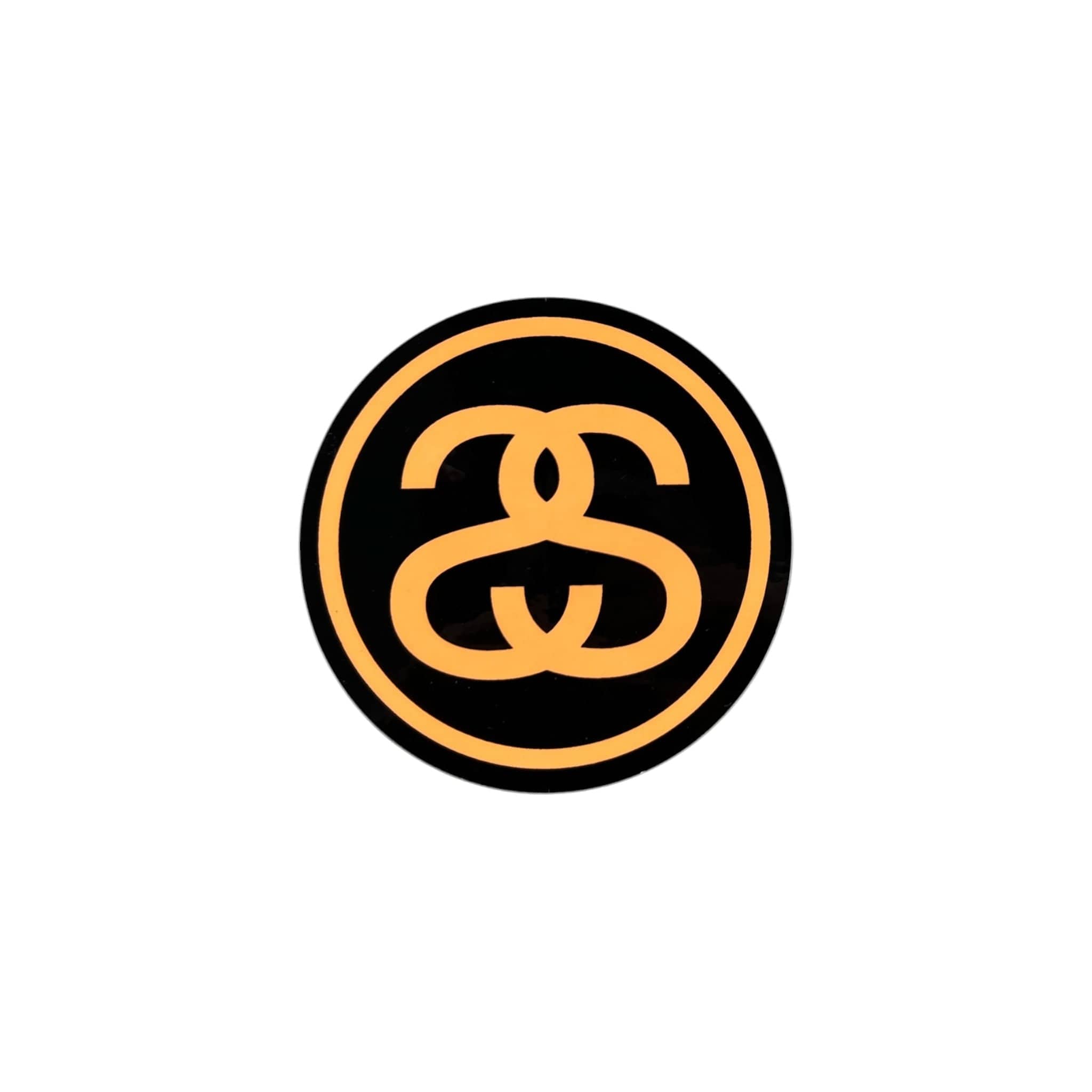 Stussy Double S Sticker Orange on Black