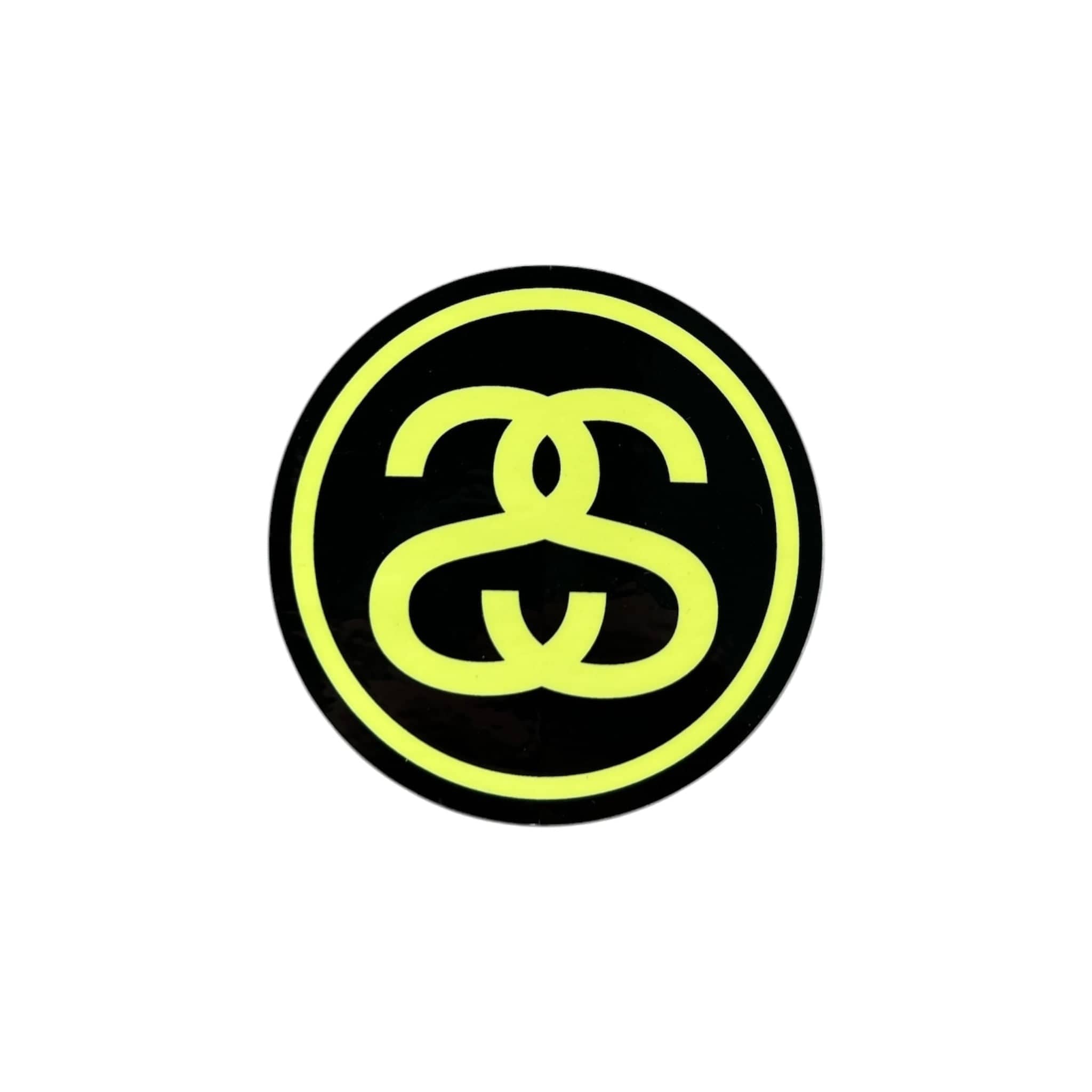 Stussy Double S Sticker Yellow on Black