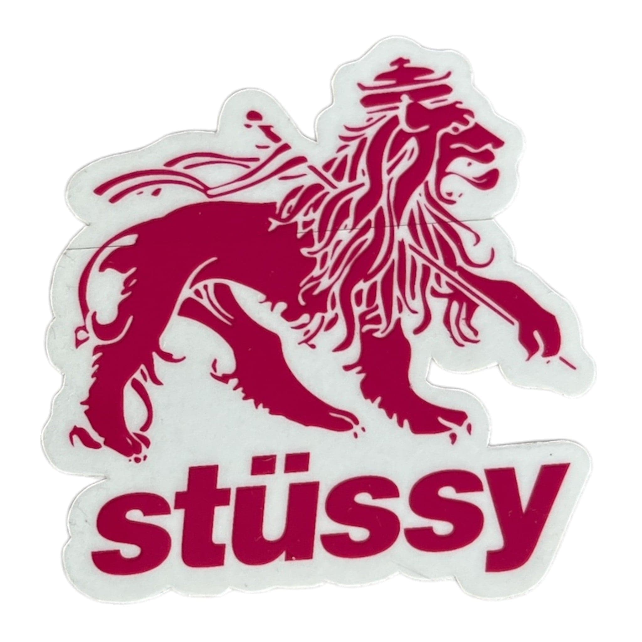 Stussy logo with a red lion on a white background