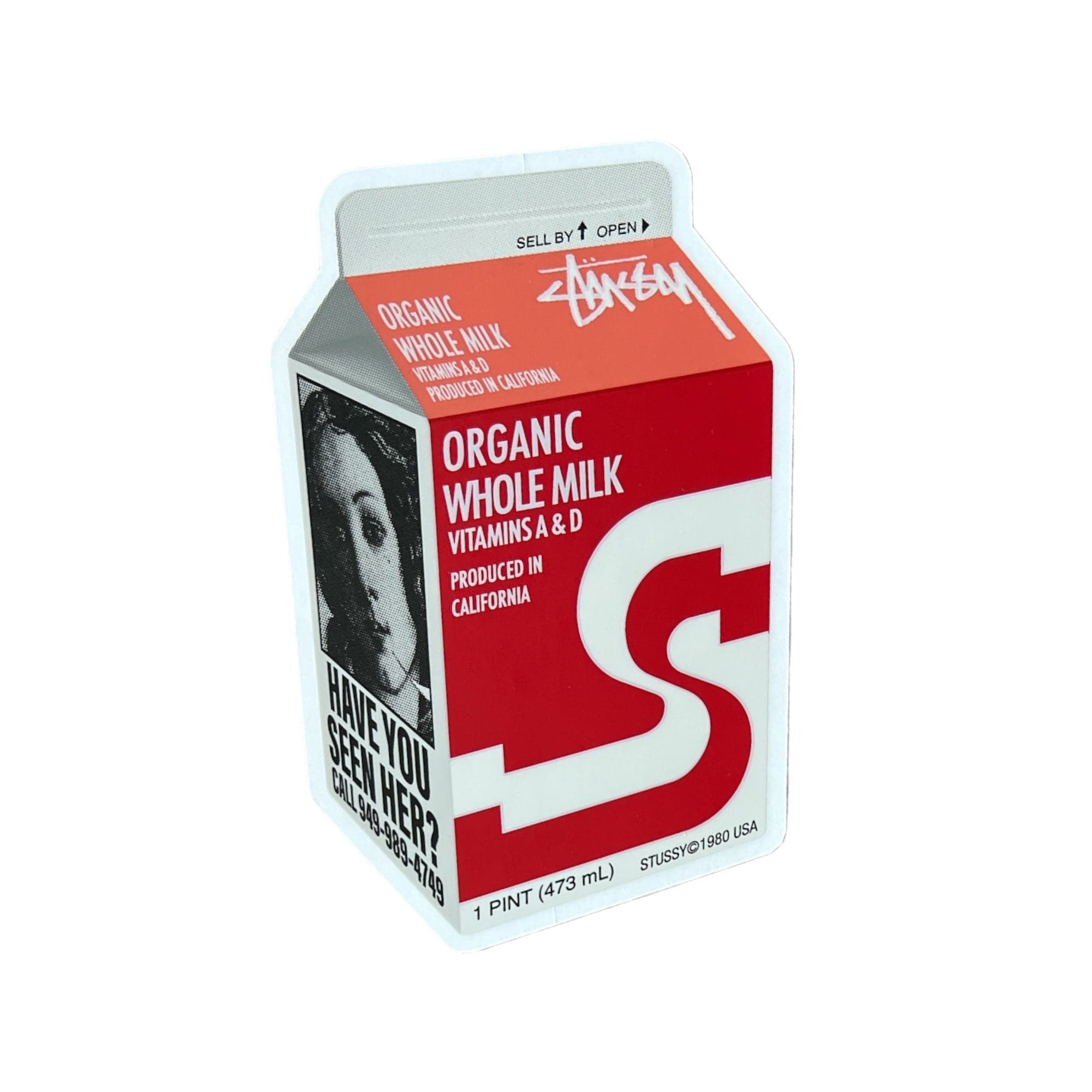 Stussy Milk Sticker. The sticker measures 3.5"x5.5".