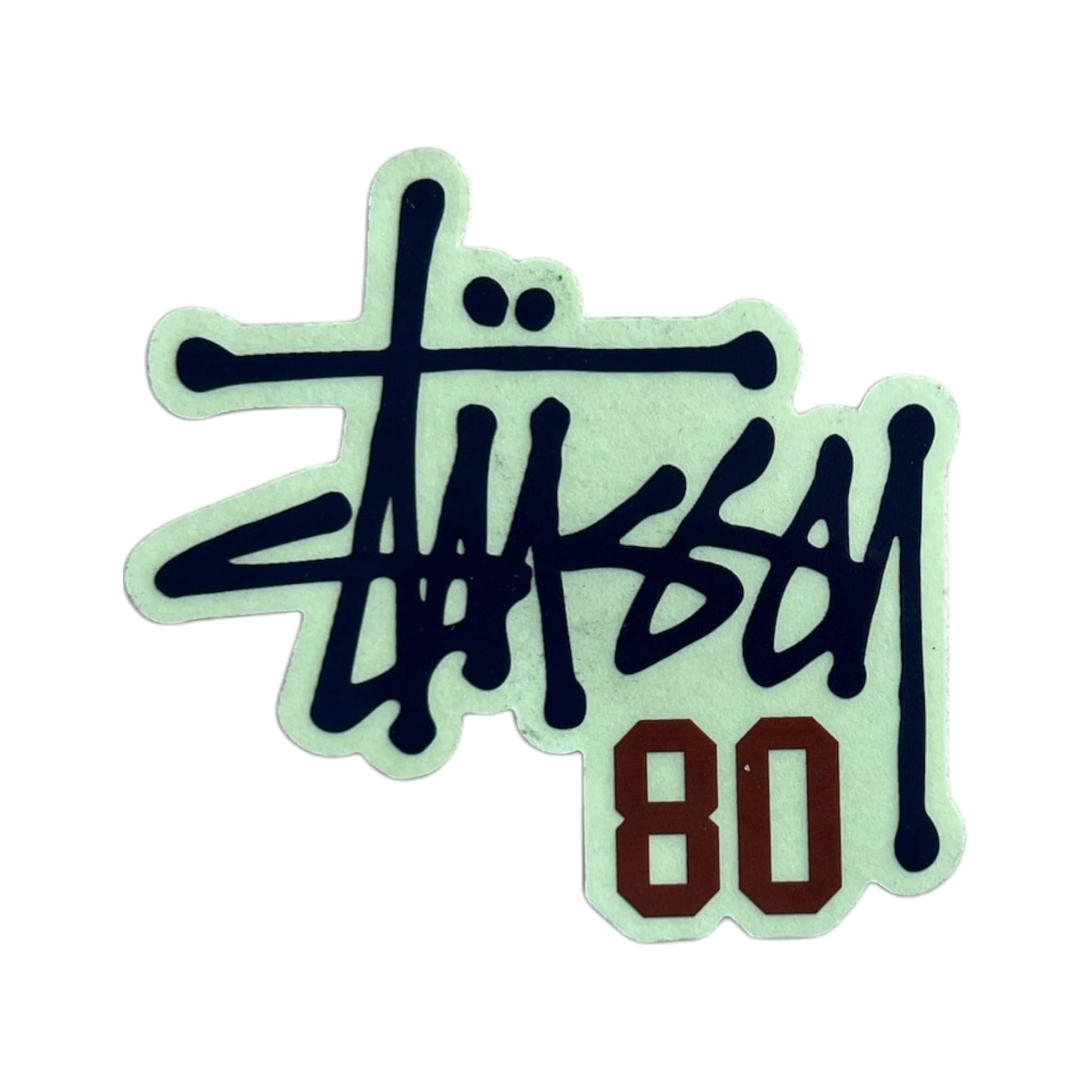 Stussy logo with '80' on a light green background