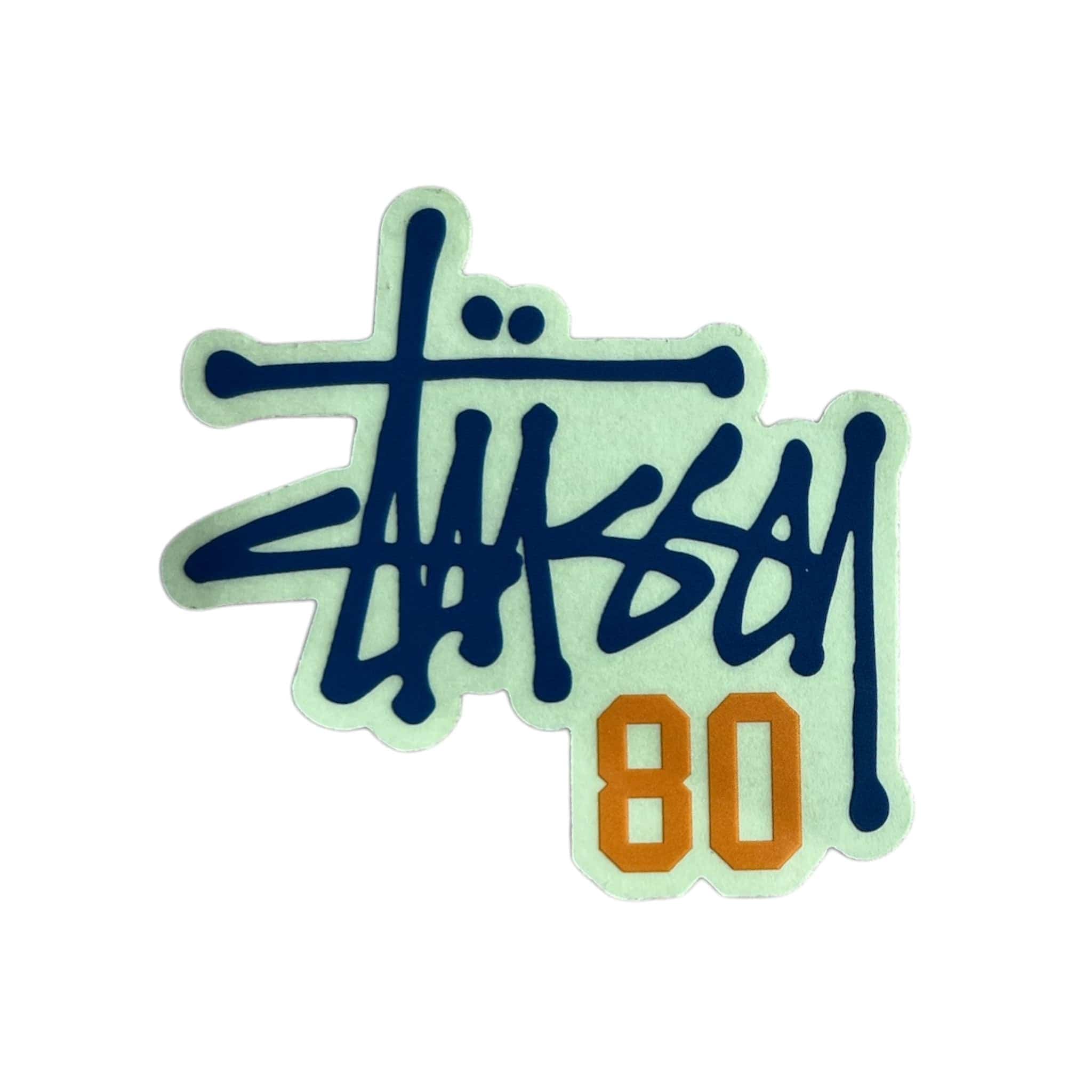 Stussy logo with '80' on a light green background