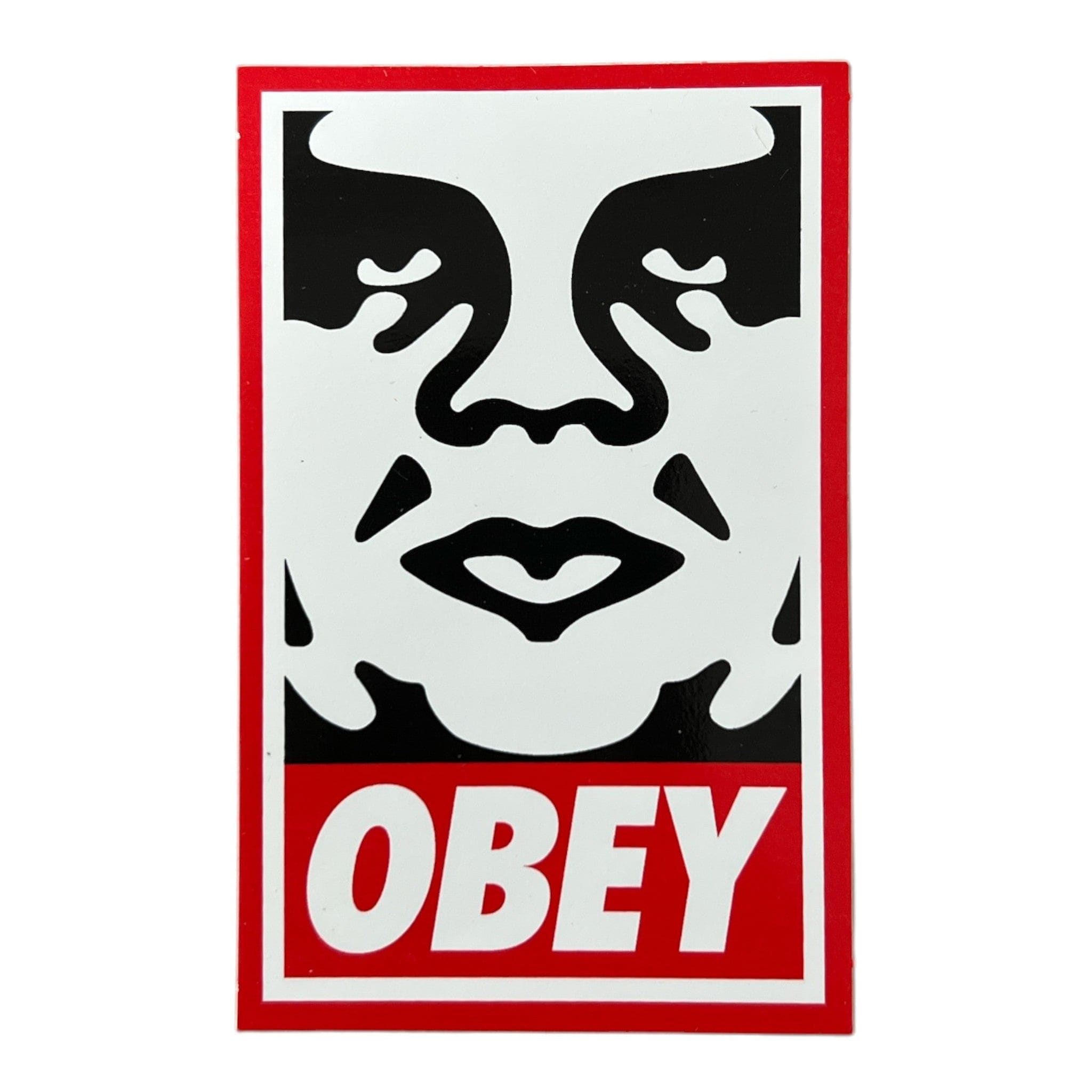 Obey Andre Face Sticker Black Red Outline