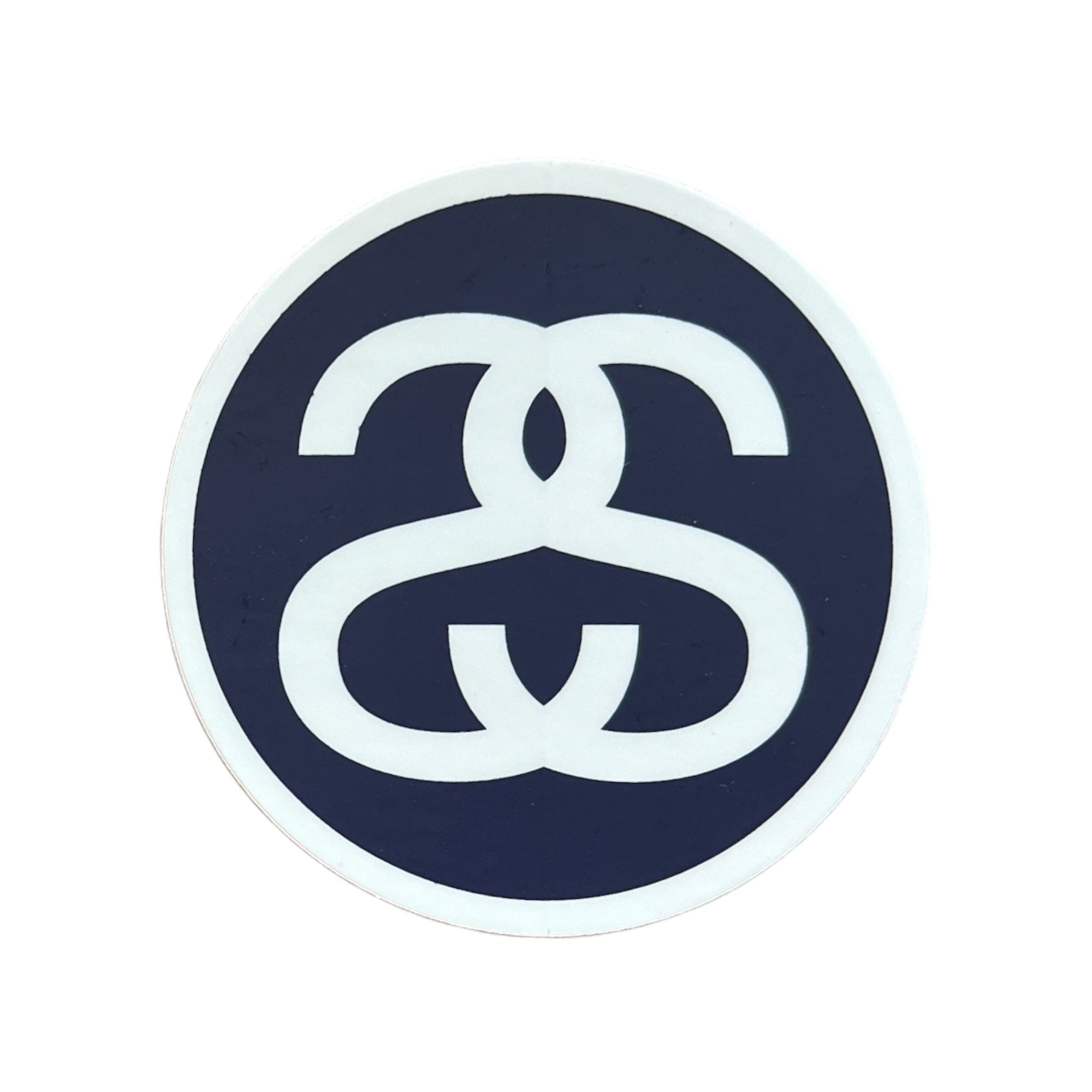 Stussy Double S Circle Logo Sticker White on Blue