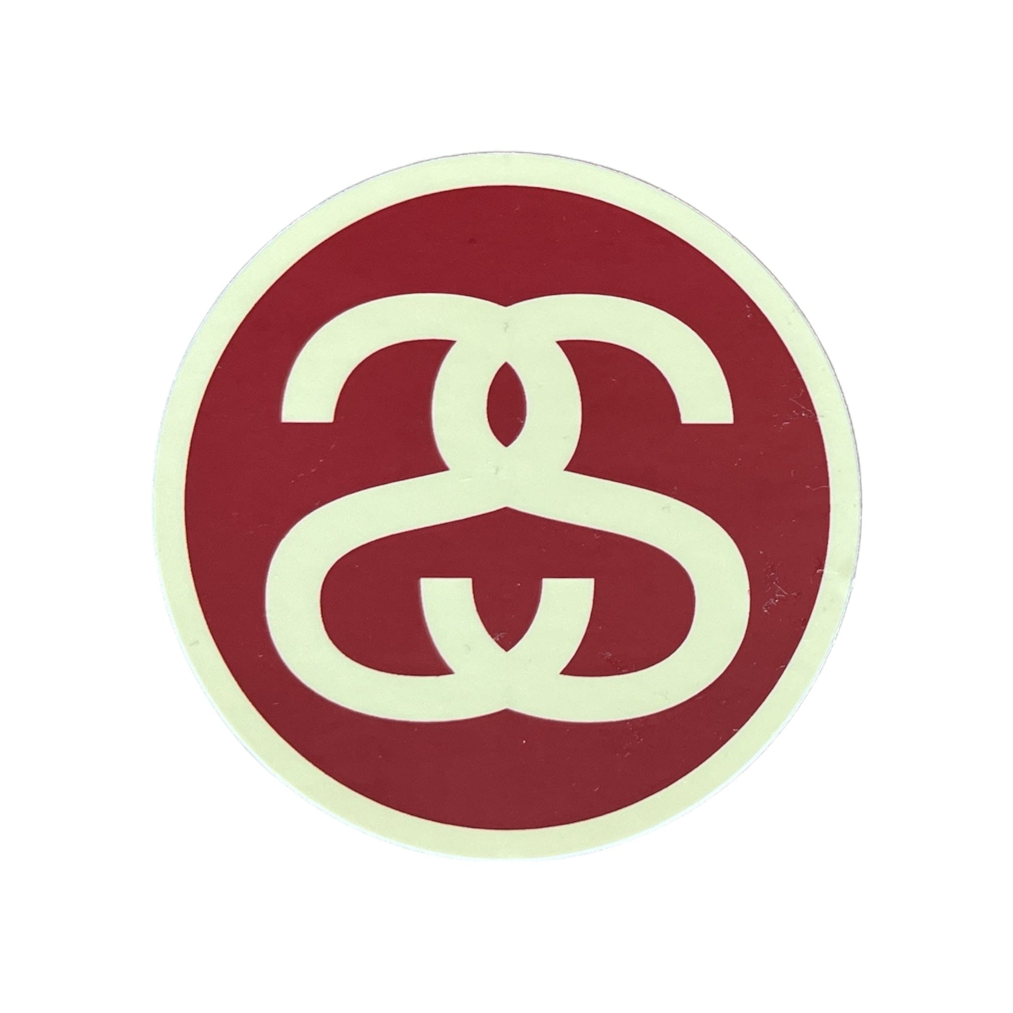 Stussy SS Circle Logo Sticker Yellow on Red