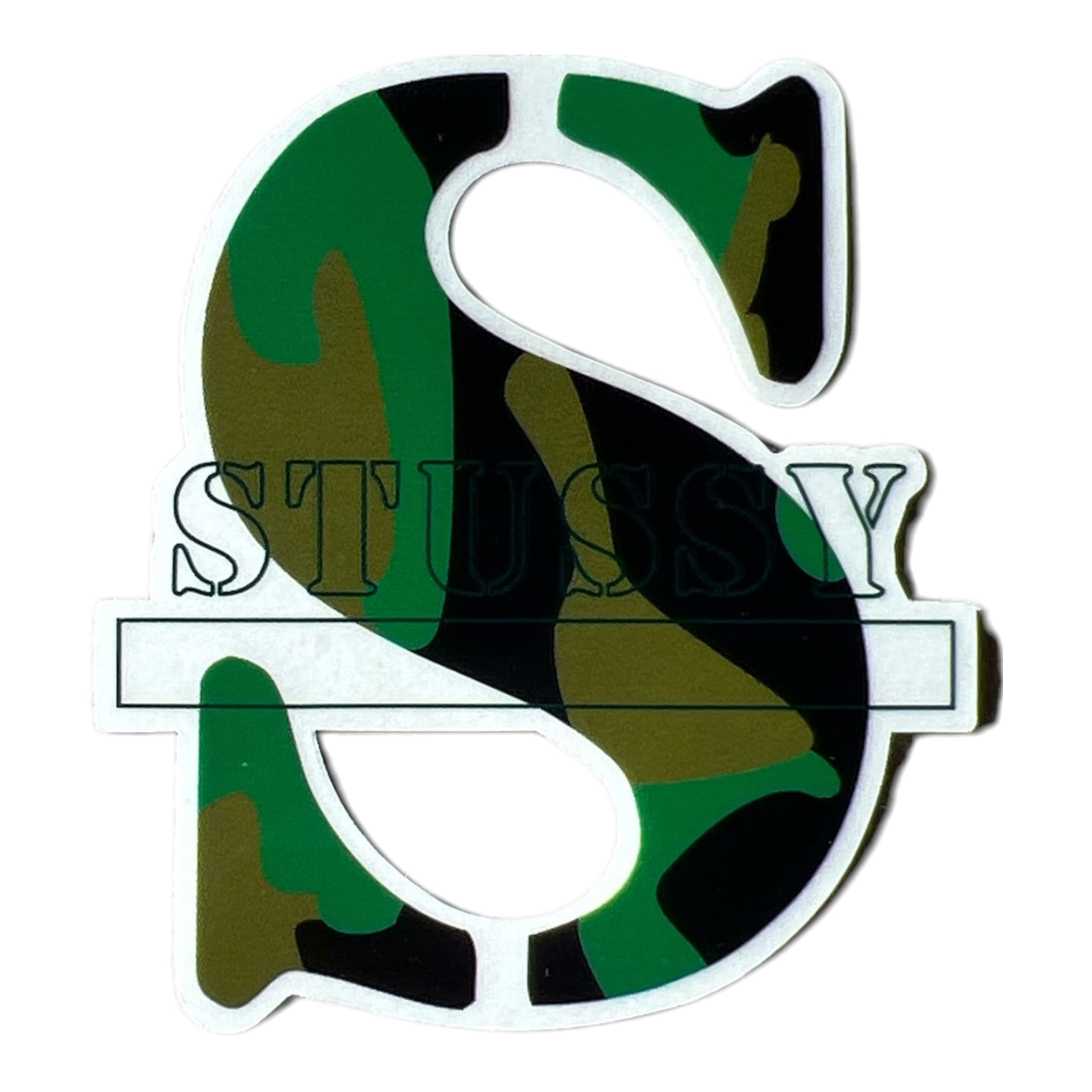 Stussy S Stencil Jungle Green Camo Sticker
