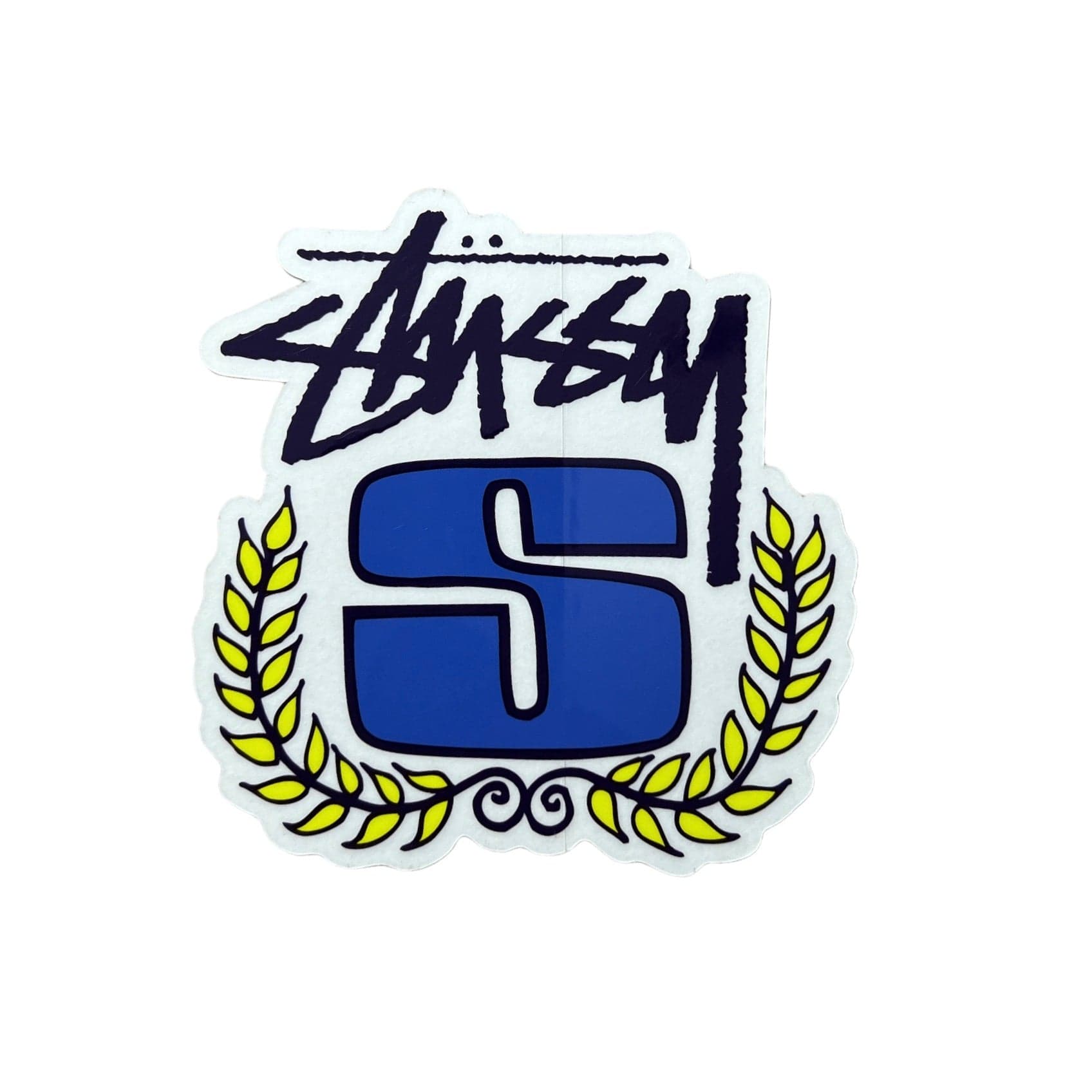 Stussy Olive Branch Sticker . The sticker measures 5.25"x2.5".