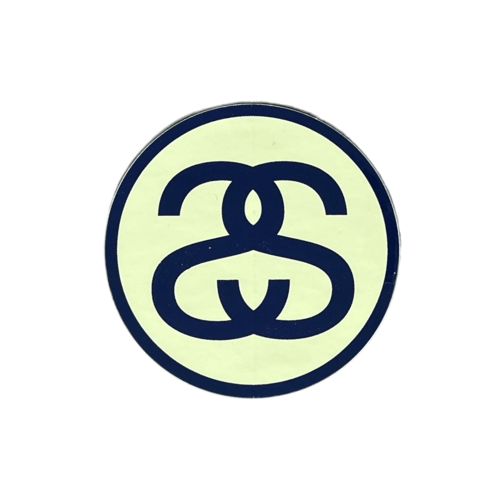 Stussy Double S Circle Logo Sticker Blue on Yellow