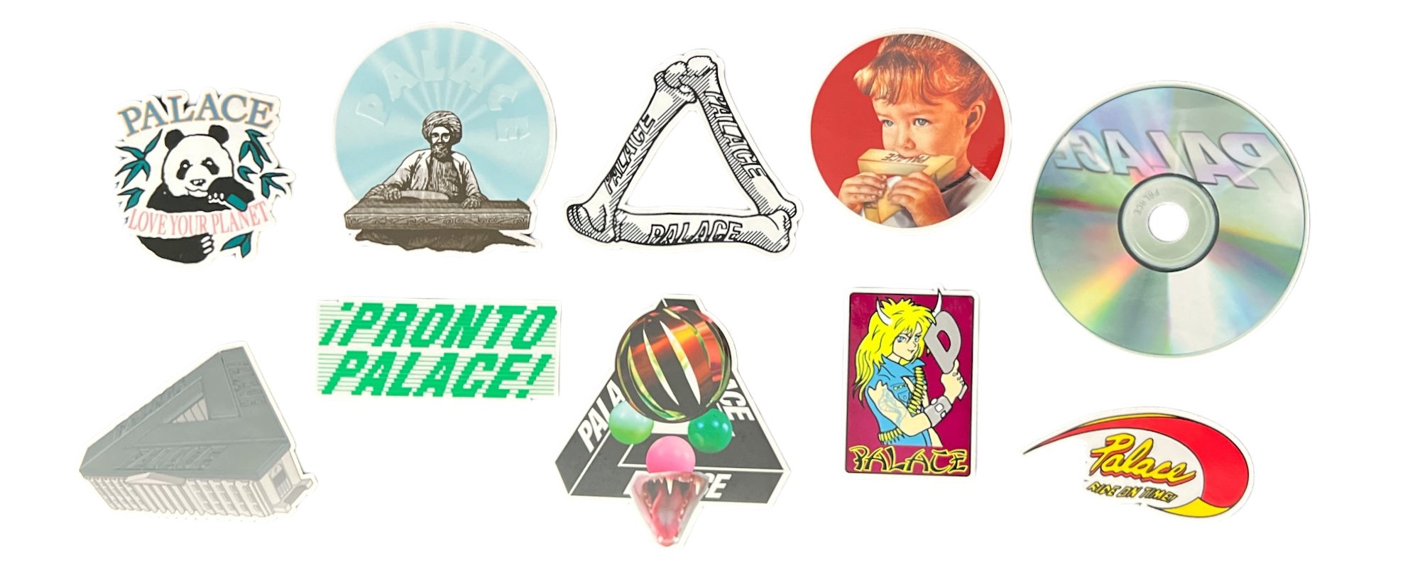 Palace Stickers from sticker packs released in the Summer season of 2018.