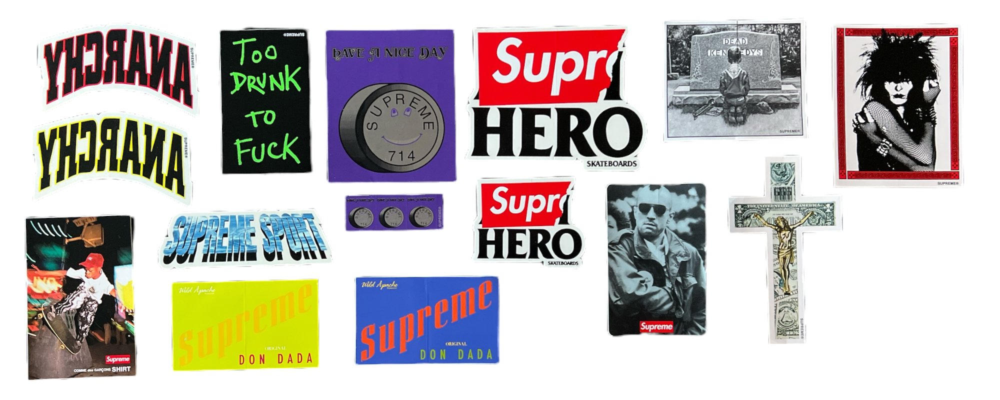 Supreme stickers released during the Spring Summer season of 2014.