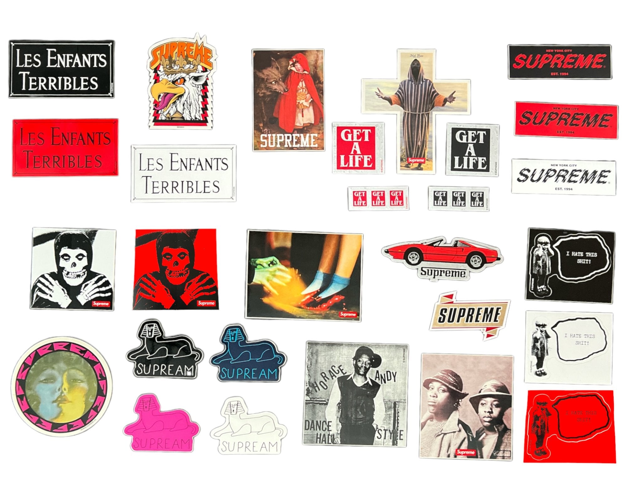 Supreme stickers from the Spring Summer and Fall Winter seasons of 2012.