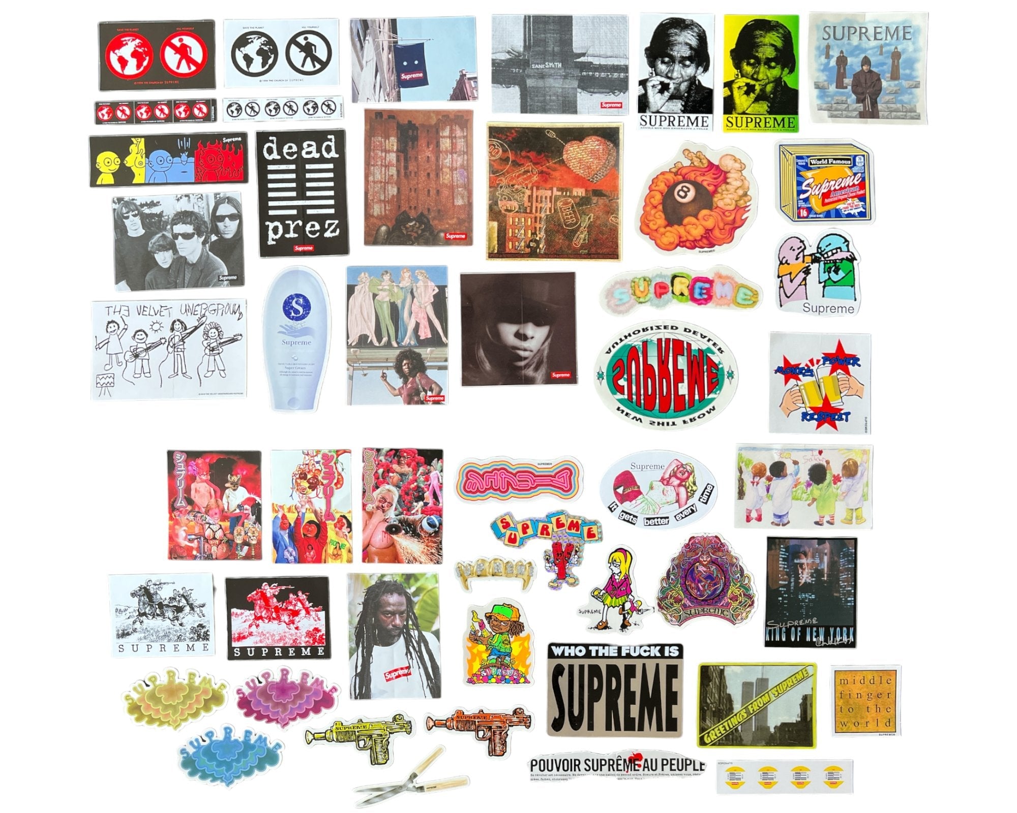 Supreme stickers from the Spring Summer and Fall Winter seasons of 2019.