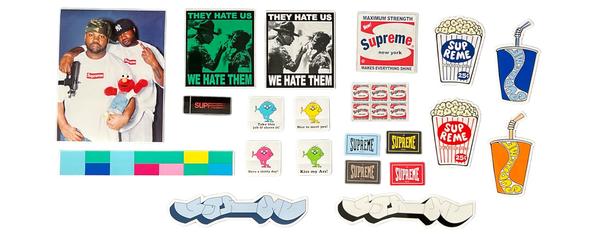 Supreme Stickers released in the year 2005 and earlier. Includes stickers from the years 2005 through 1994.