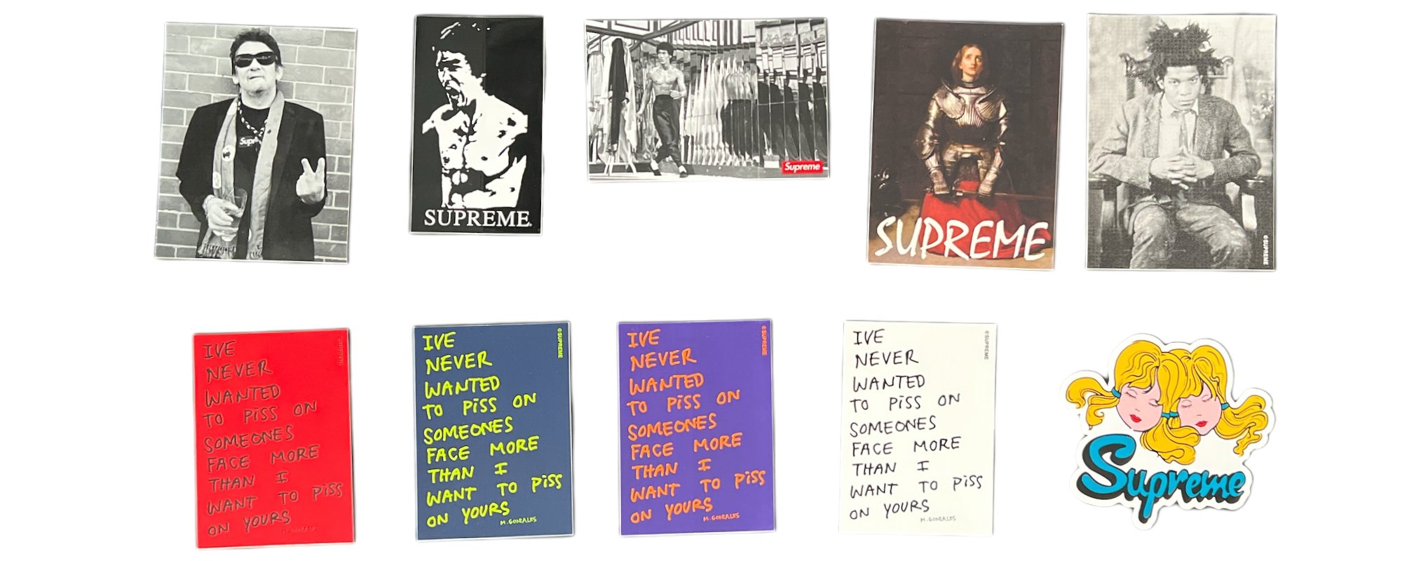 Supreme stickers released during the Fall Winter season of 2013.