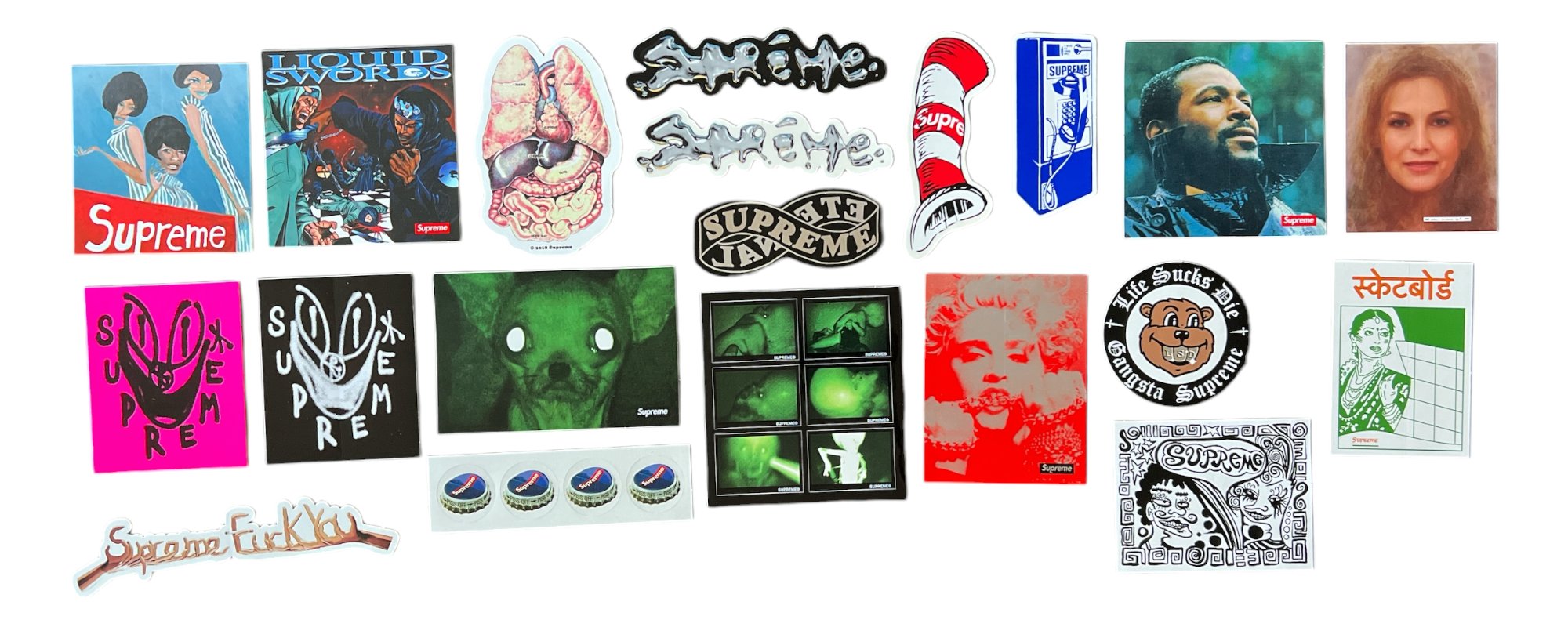 Supreme stickers released during the Fall Winter season of 2018.