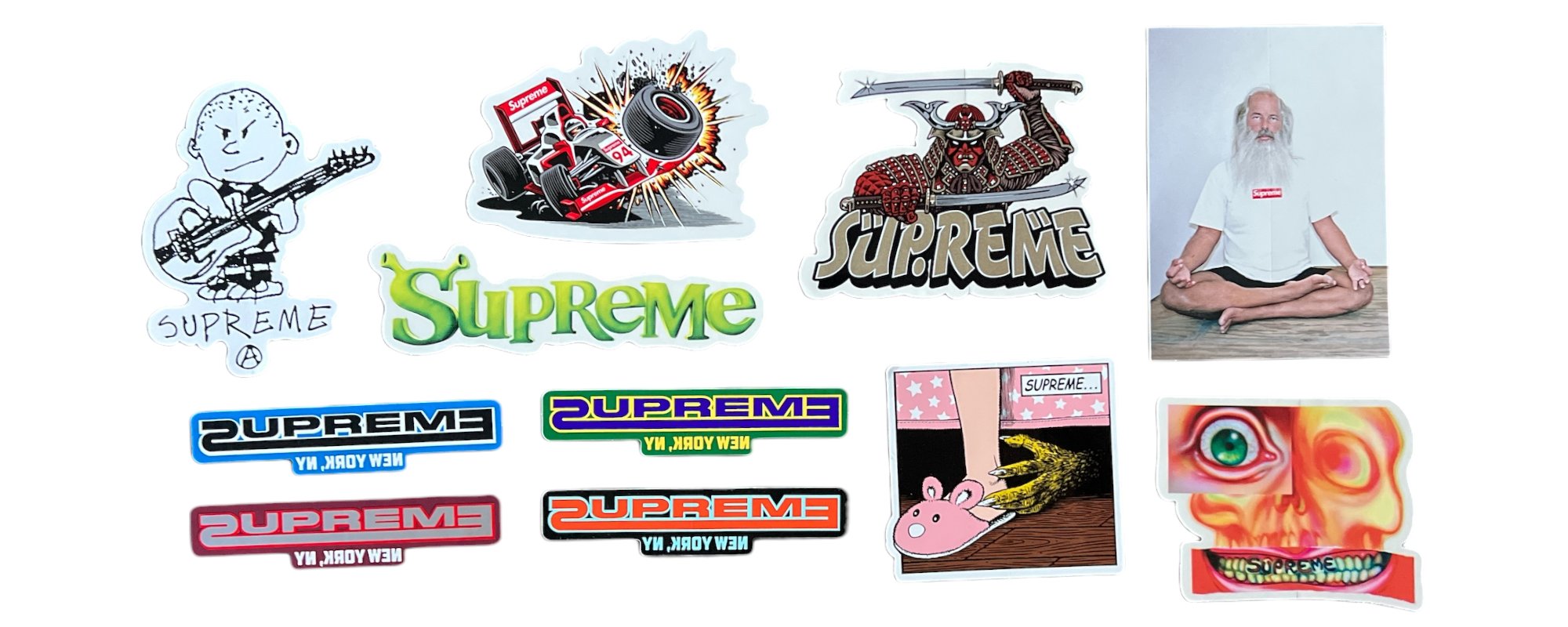 Supreme stickers released during the Fall Winter season of 2021.