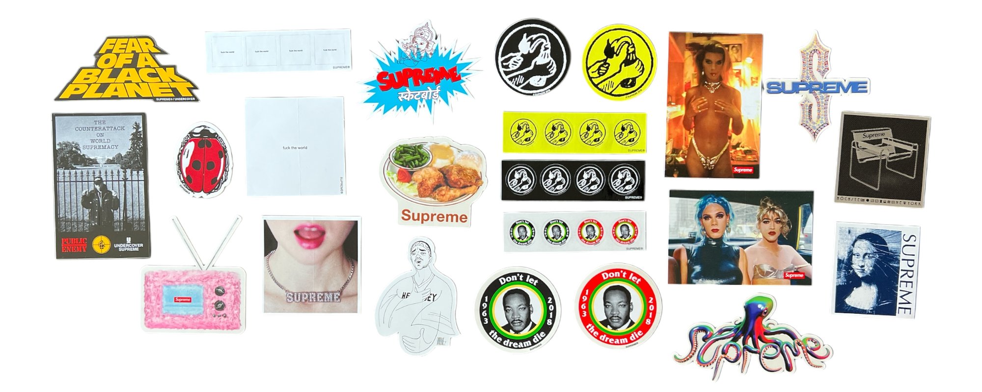 Supreme stickers released during the Spring Summer season of 2018.