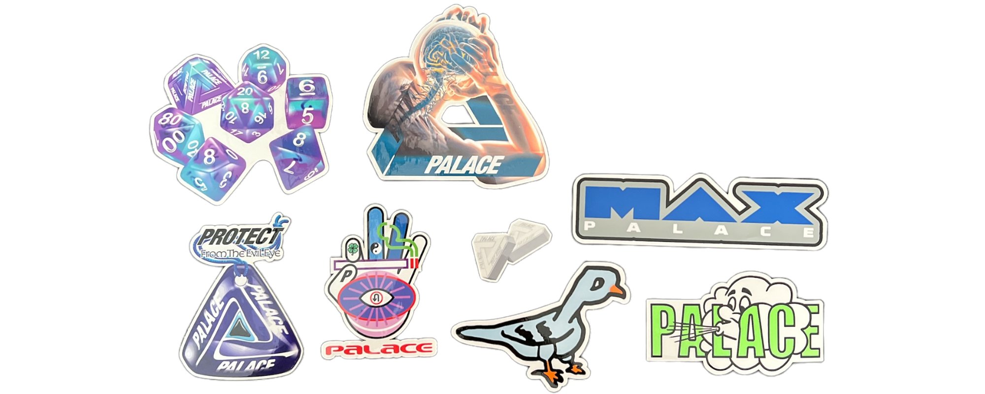 Palace Stickers from sticker packs released in the Spring season of 2020.