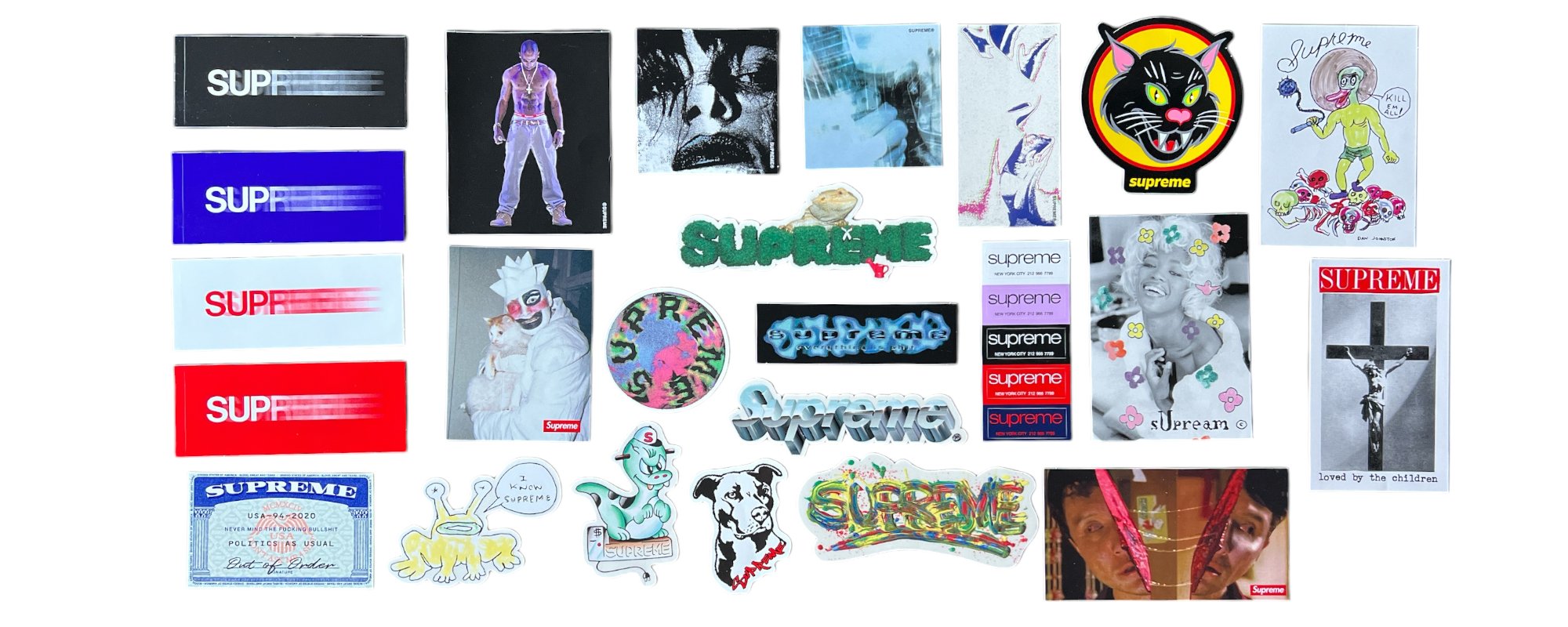 Supreme stickers released during the Spring Summer season of 2020.