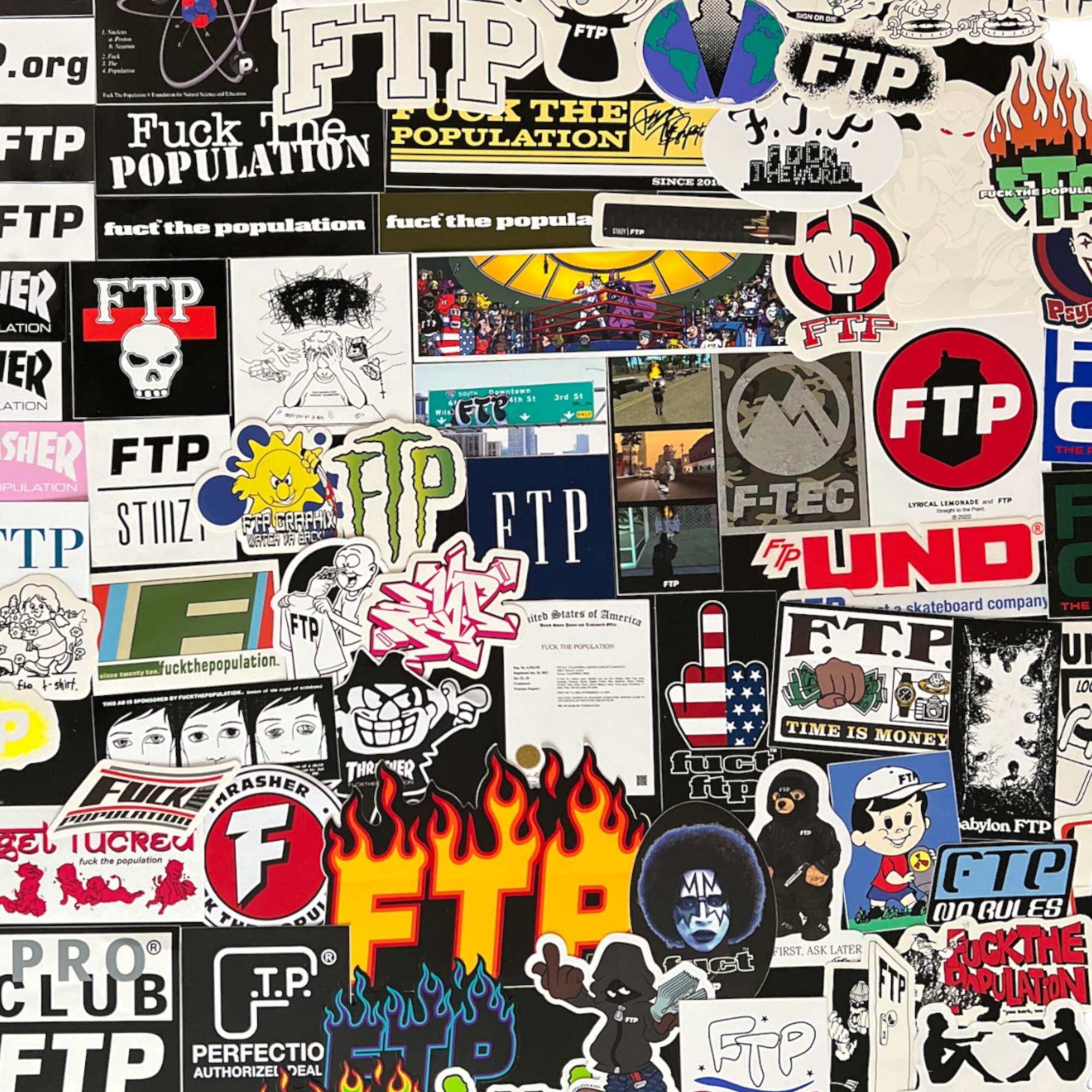 FuckThePopulation FTP Collage Sticker Picture