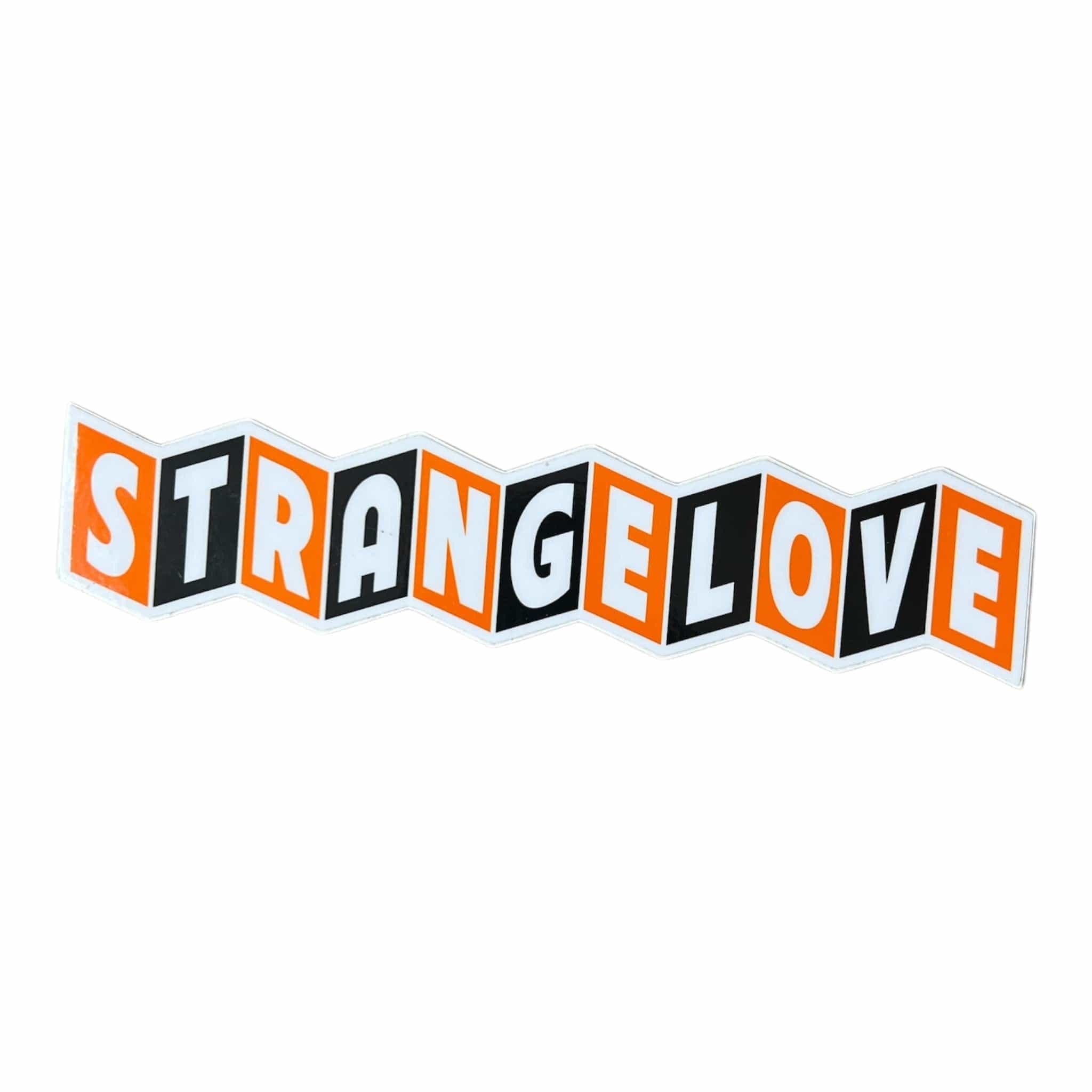 Stylized 'STRANGELOVE' text with a retro design on a white background