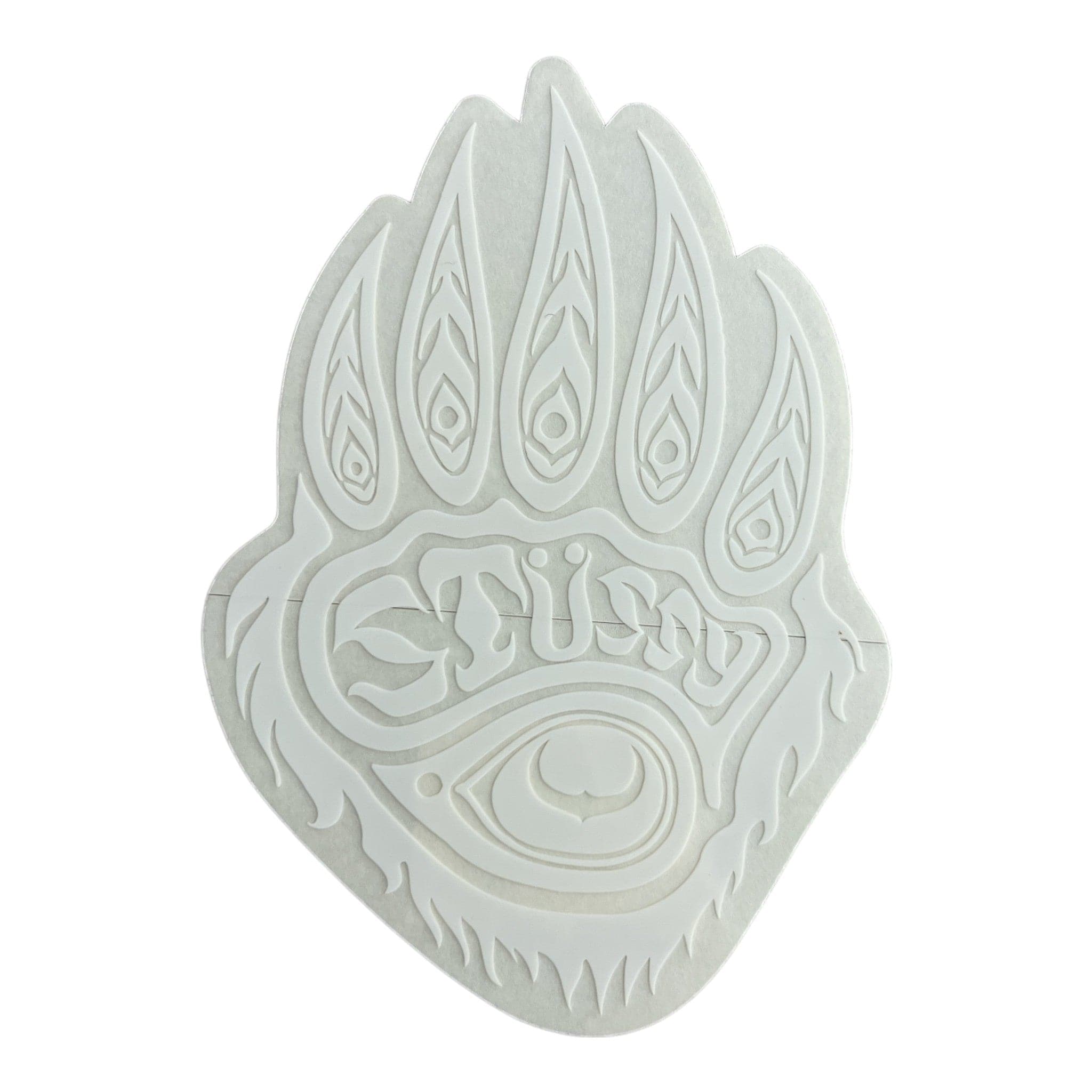 Decorative white stamp with intricate patterns on a white background