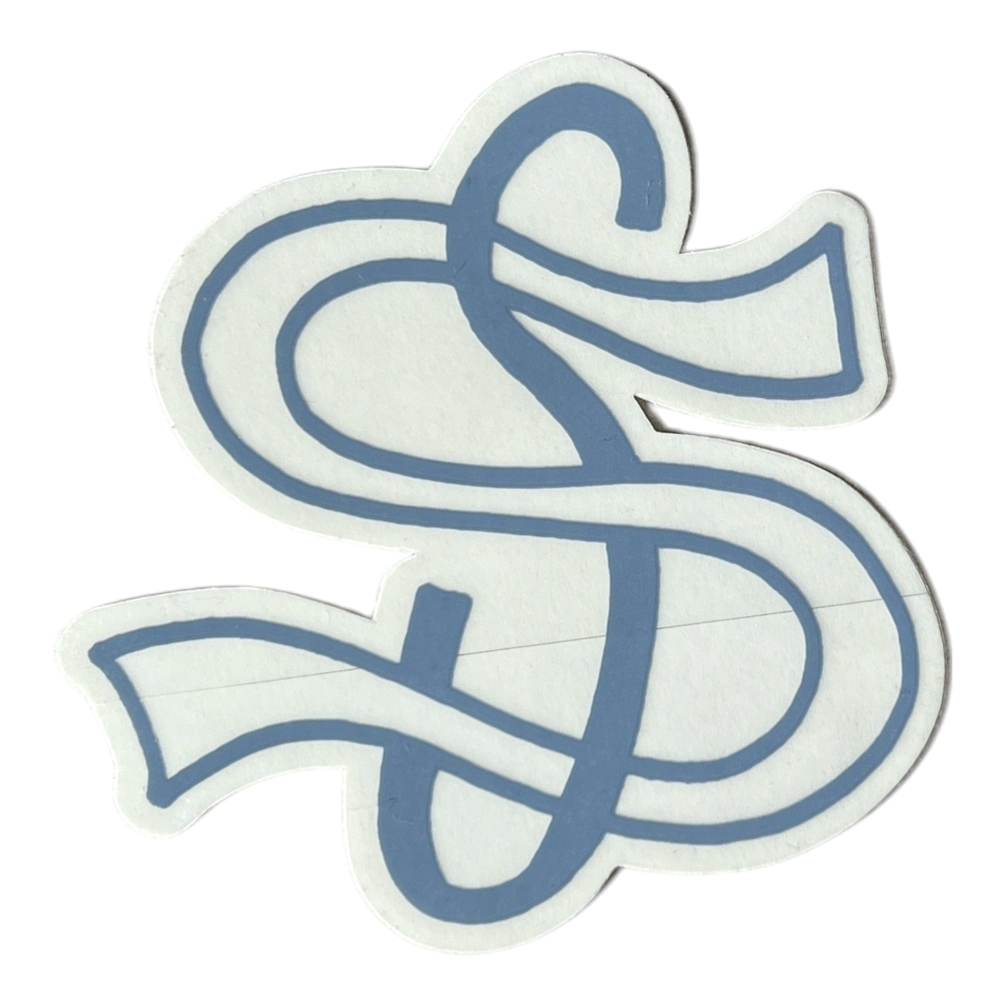 Decorative letter 'S' with a blue outline on a white background