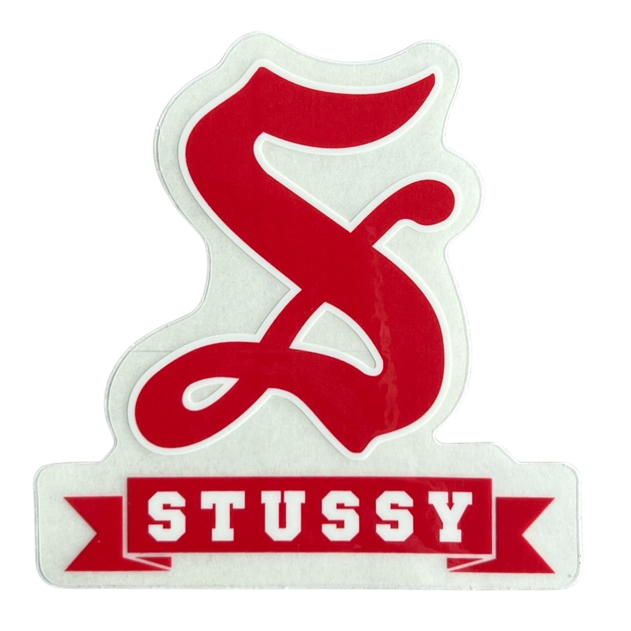 Red 'Stussy' logo on a white background