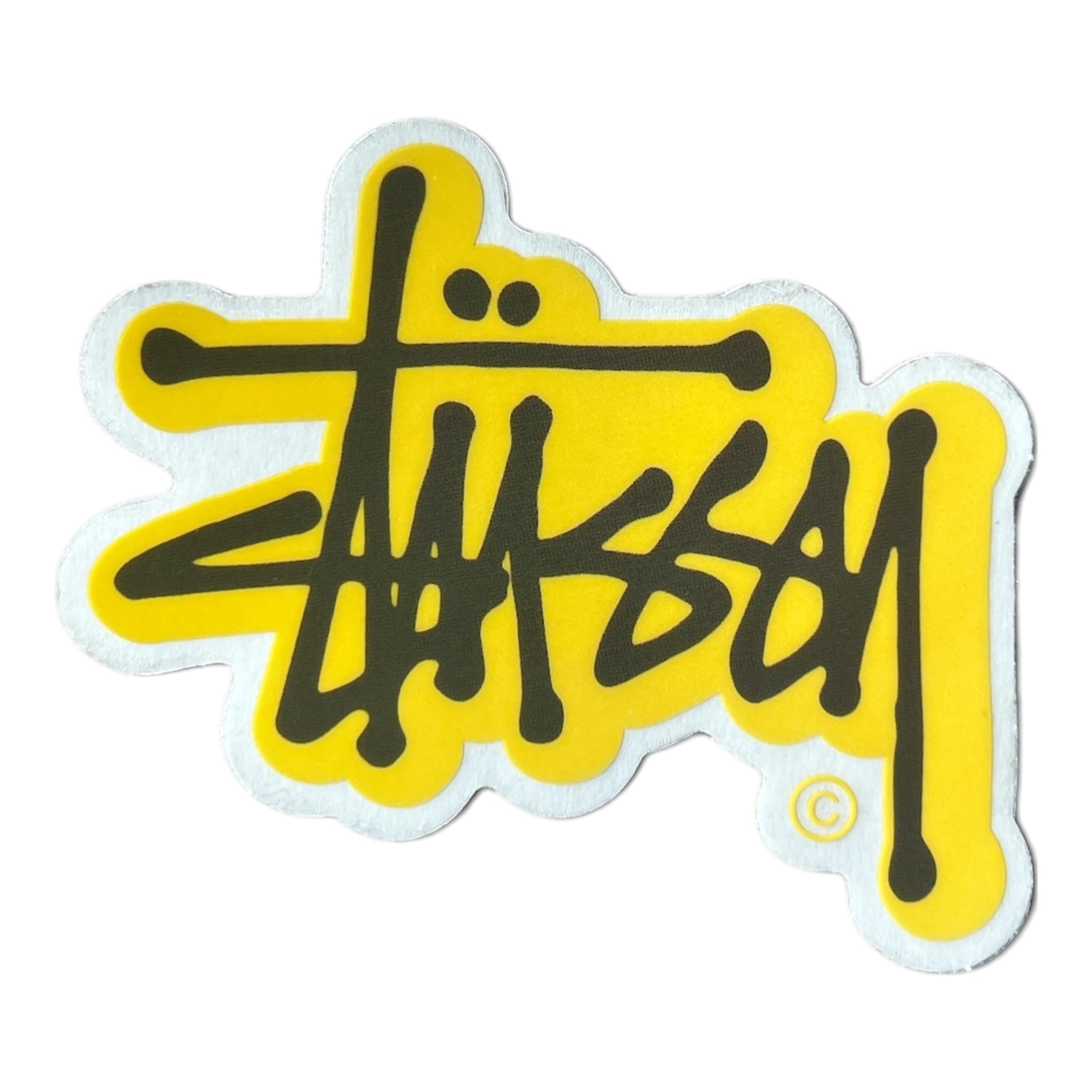 Stussy Bubble Script Brown on Yellow Sticker