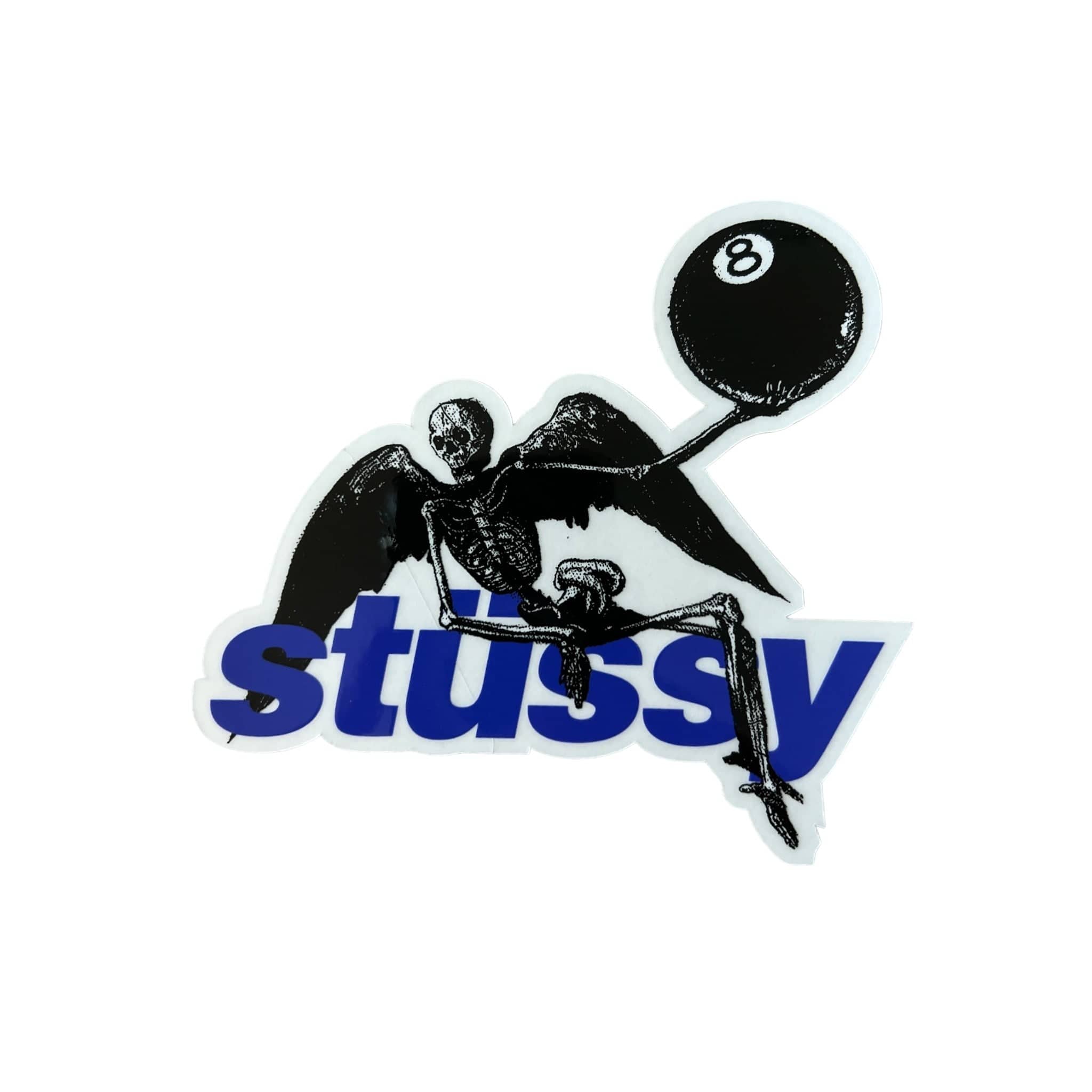 Stussy Skeleton 8 Ball Sticker Blue