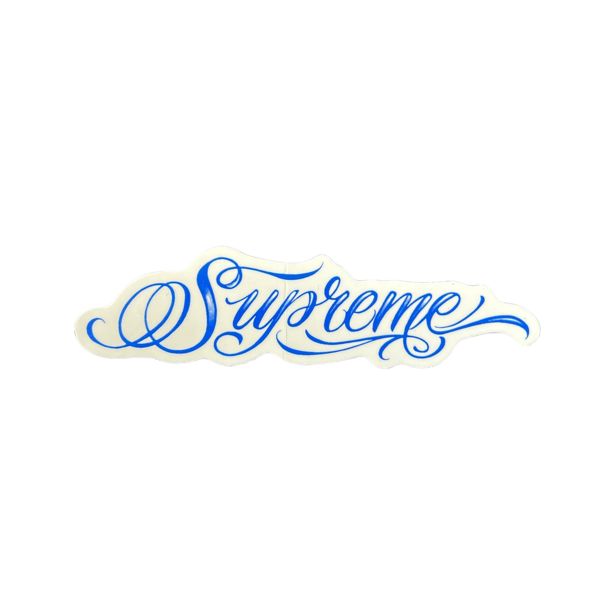 Supreme Script Sticker in blue from the Fall Winter season of 2024.