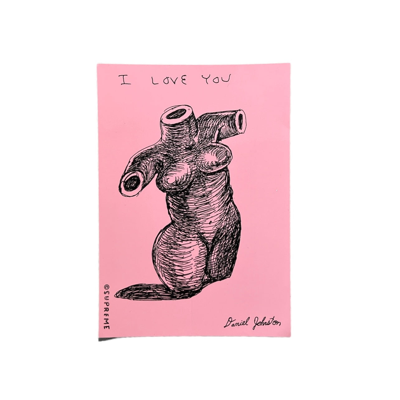 Supreme Daniel Johnston I Love You Sticker Pink SS15