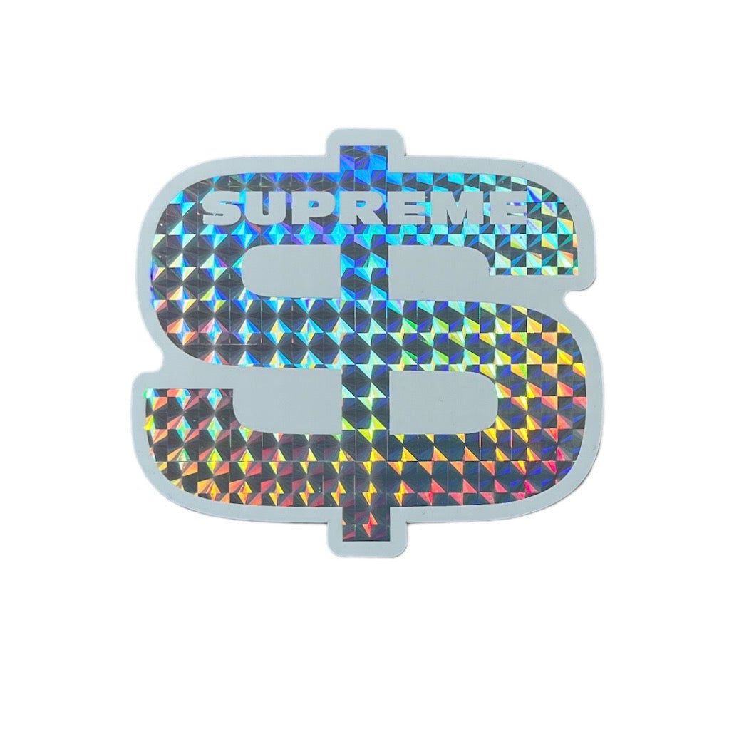 Supreme Dollar Sign Sticker Holographic Silver FW22