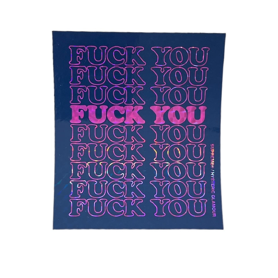 Supreme Hysteric Glamour Holographic Fuck You Sticker Purple FW17