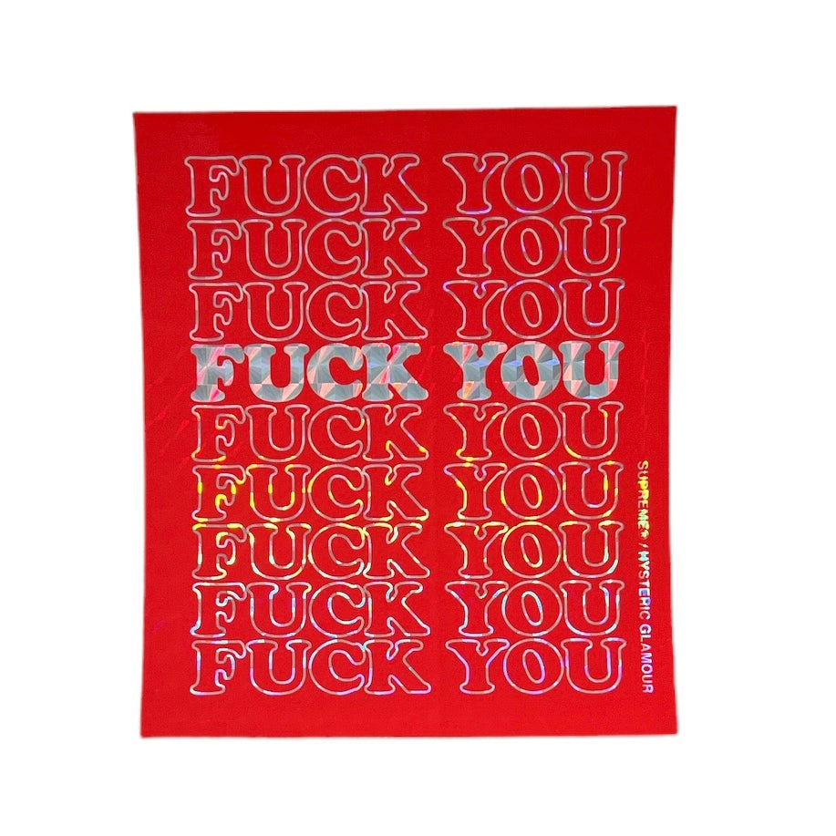 Supreme Hysteric Glamour Holographic Fuck You Sticker Red FW17