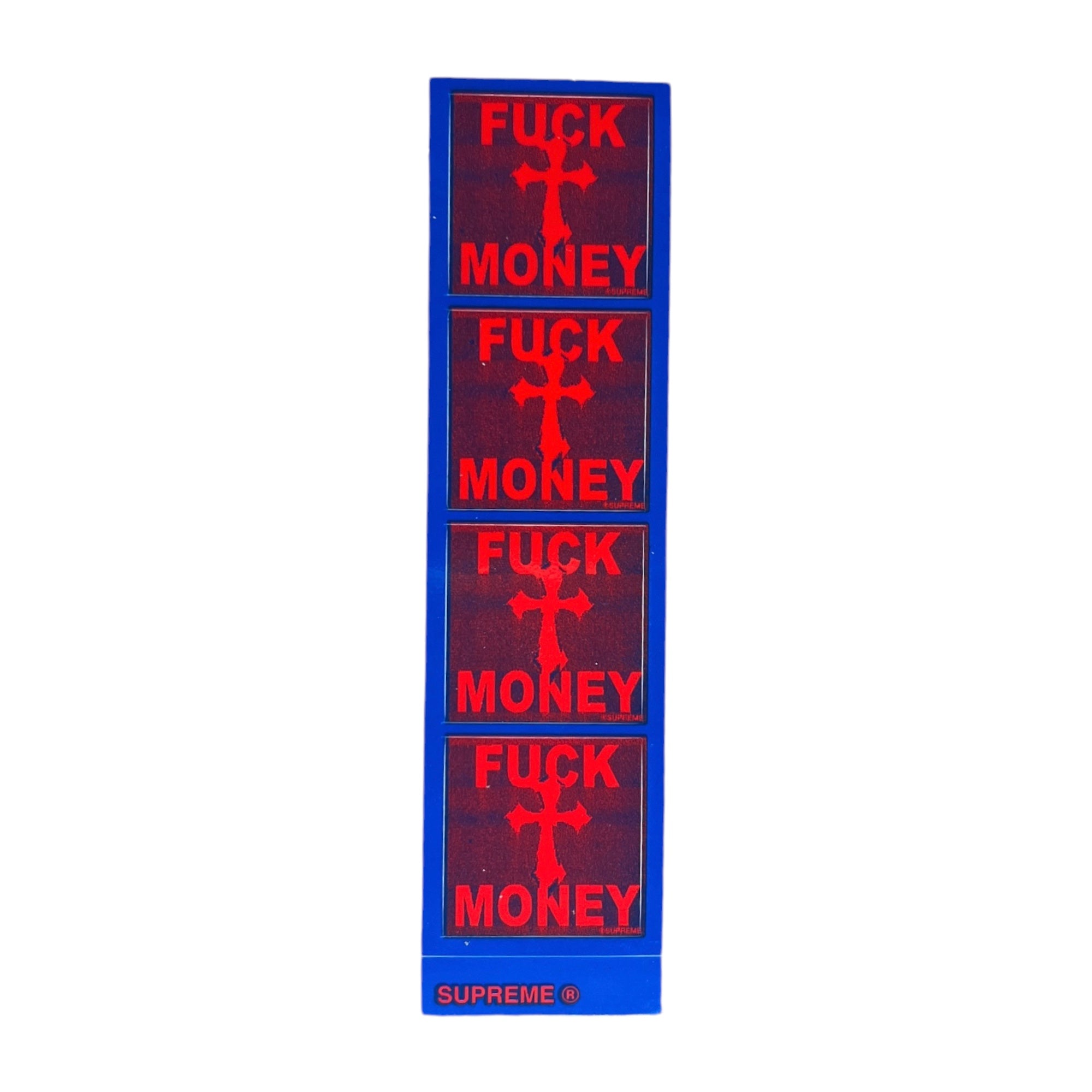 Supreme Fuck Money Sticker Blue & Red FW24